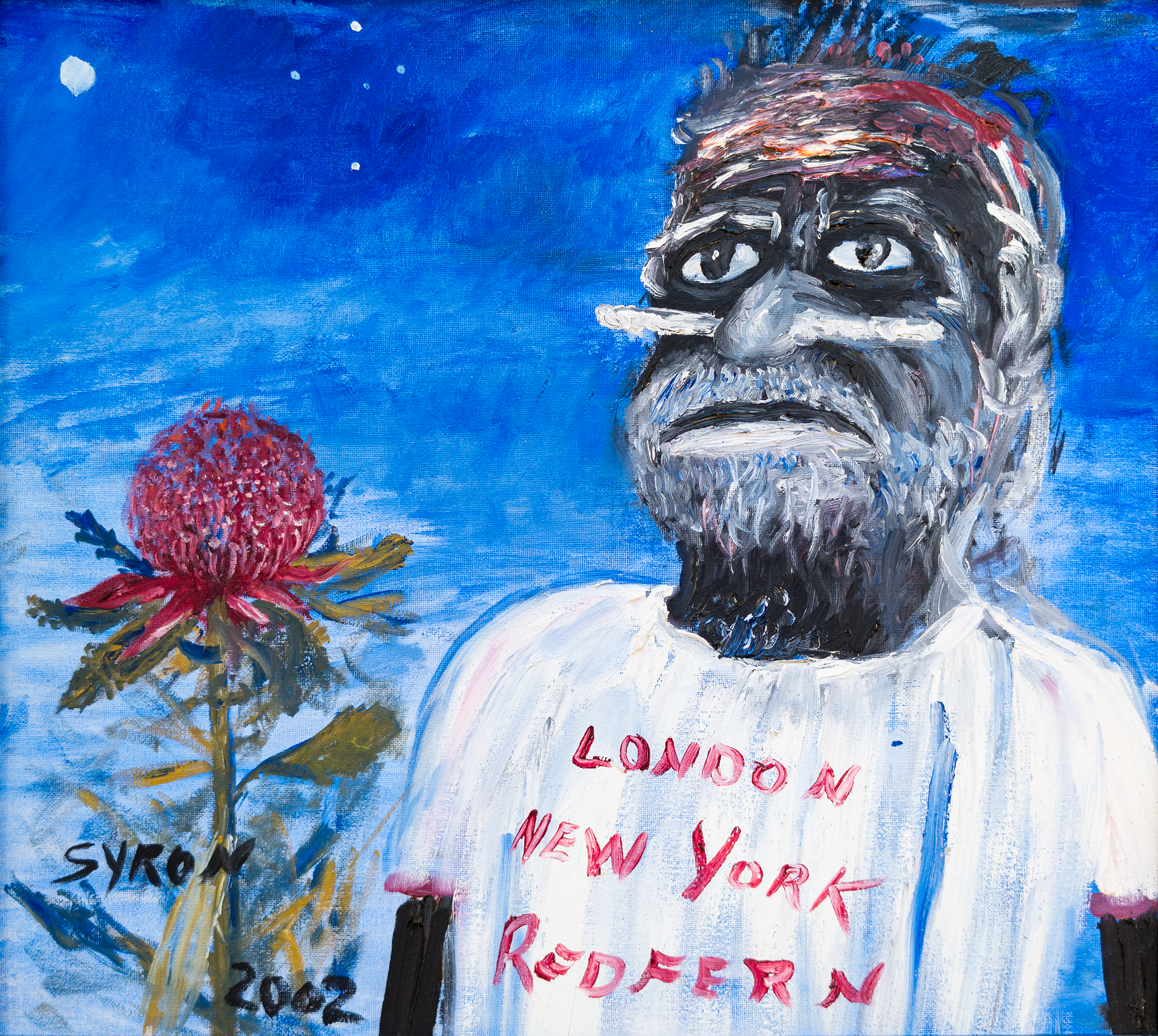 Artist: Gordon Syron |Title: Self Portrait. Dreaming Man |Year: 2002 |Medium: oil on canvas |Dimensions: 45 x 50 cm; 56 x 62 cm frame