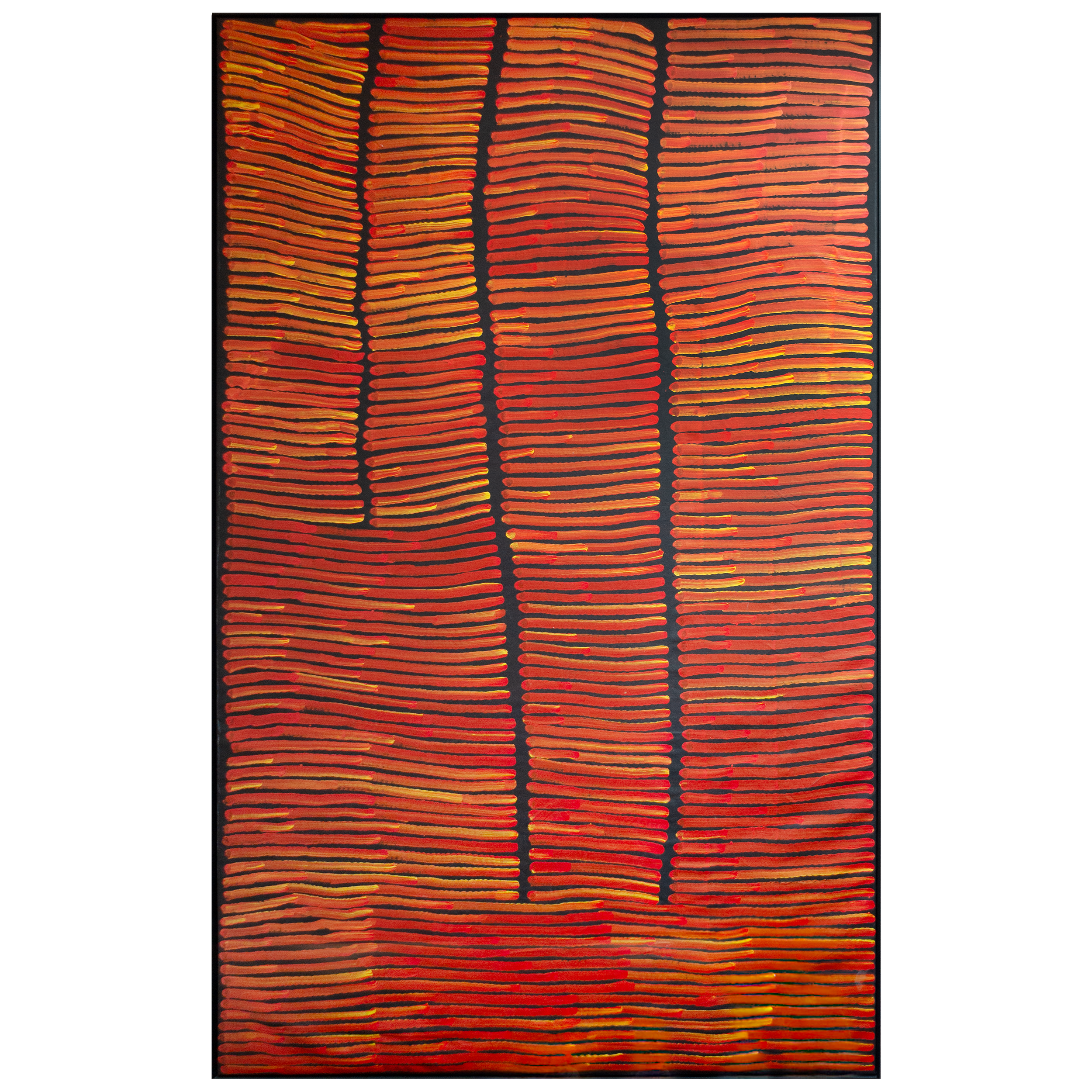 Lot 9
Ronnie Tjampitjinpa (1943- 2023)
Fire Dreaming, 2004
synthetic polymer paint on Belgian linen
194 x 307 cm
Est. A$20,000 - $30,000