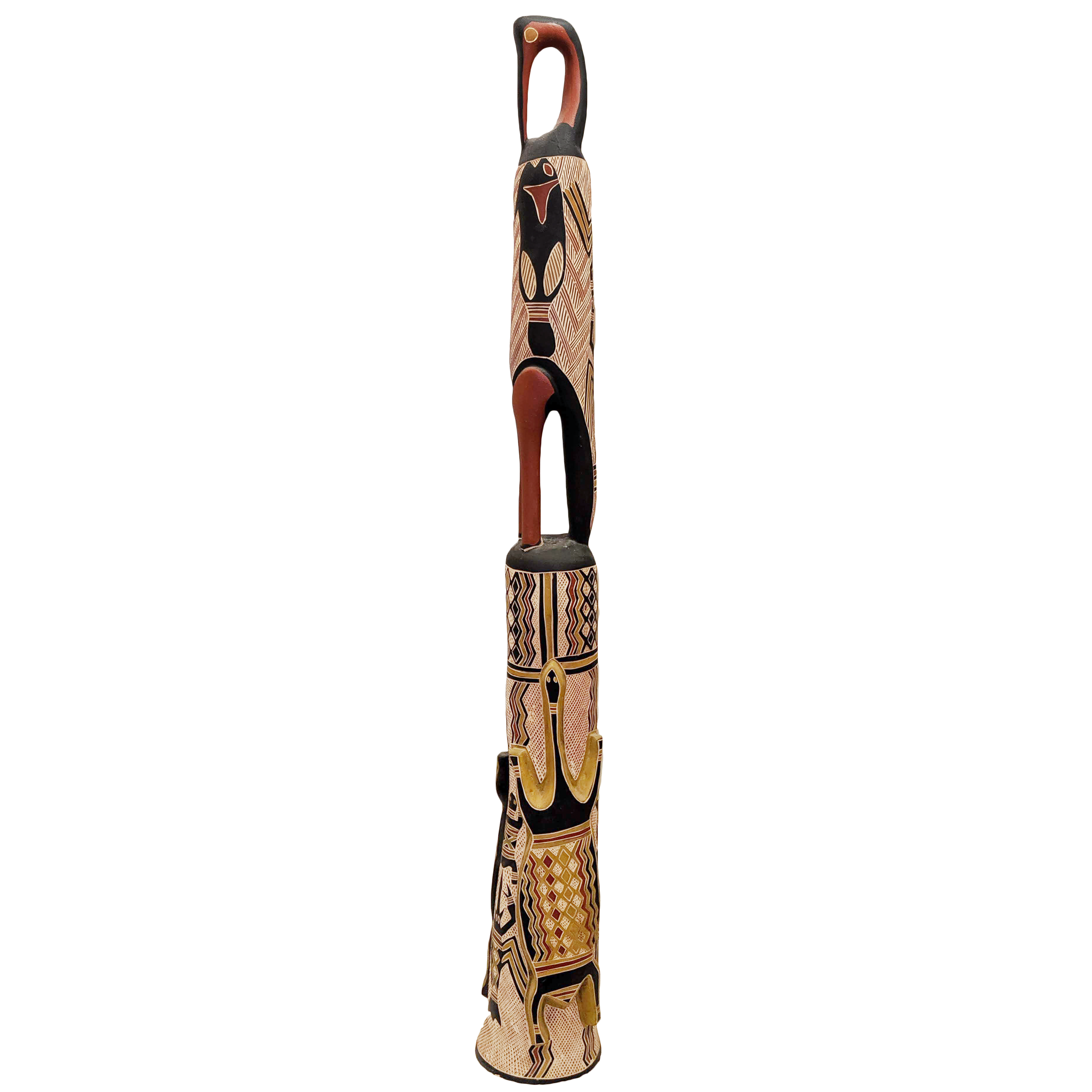 Lot 22
Djul'djul Wunungmurra
Minhala and Wurran, 1996
natural earth pigment on carved hardwood pole
105 x 12.5 cm
Est. A$
