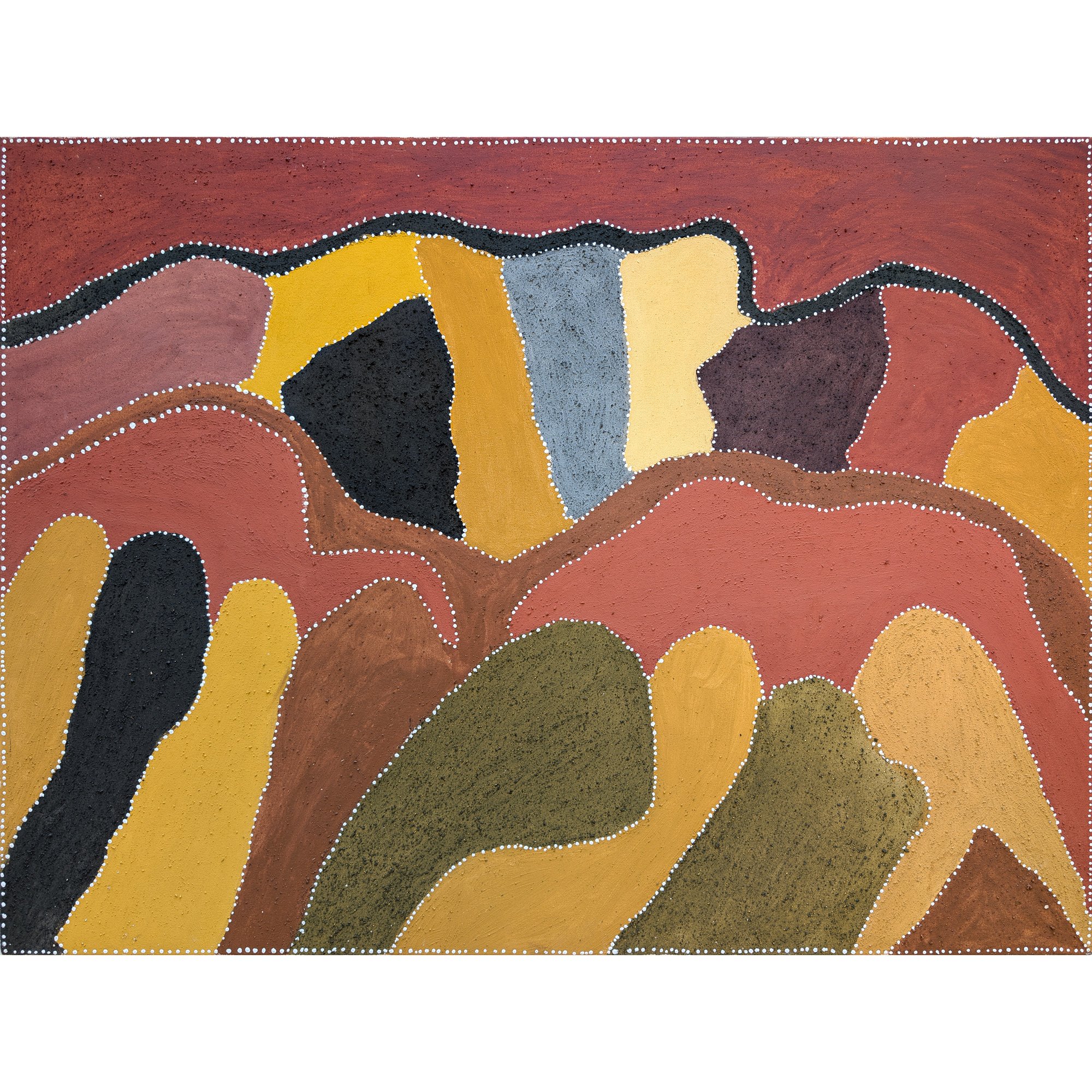 Lot 24 | PATRICK MUNG MUNG (born c. 1944) | Road to Loomoogoo Country | 2002 | natural earth pigments on canvas, 90 x 120 cm | Est. AUD $5,000 - $7,000