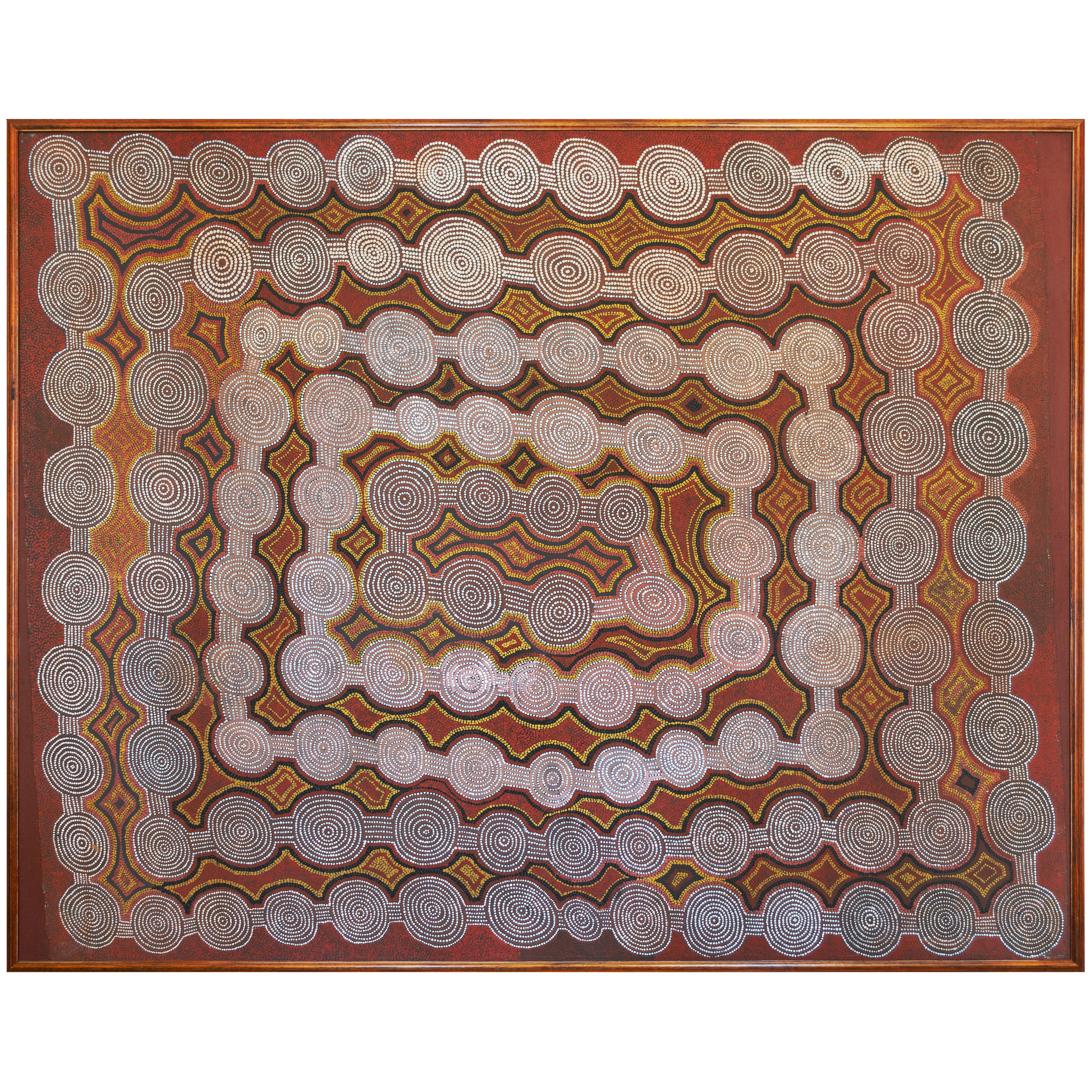 Lot 9
Freddy West Tjakamarra (1932- 1994)
Tingari Cycle, 1983
synthetic polymer on canvas
153 x 192 cm
Est. A$