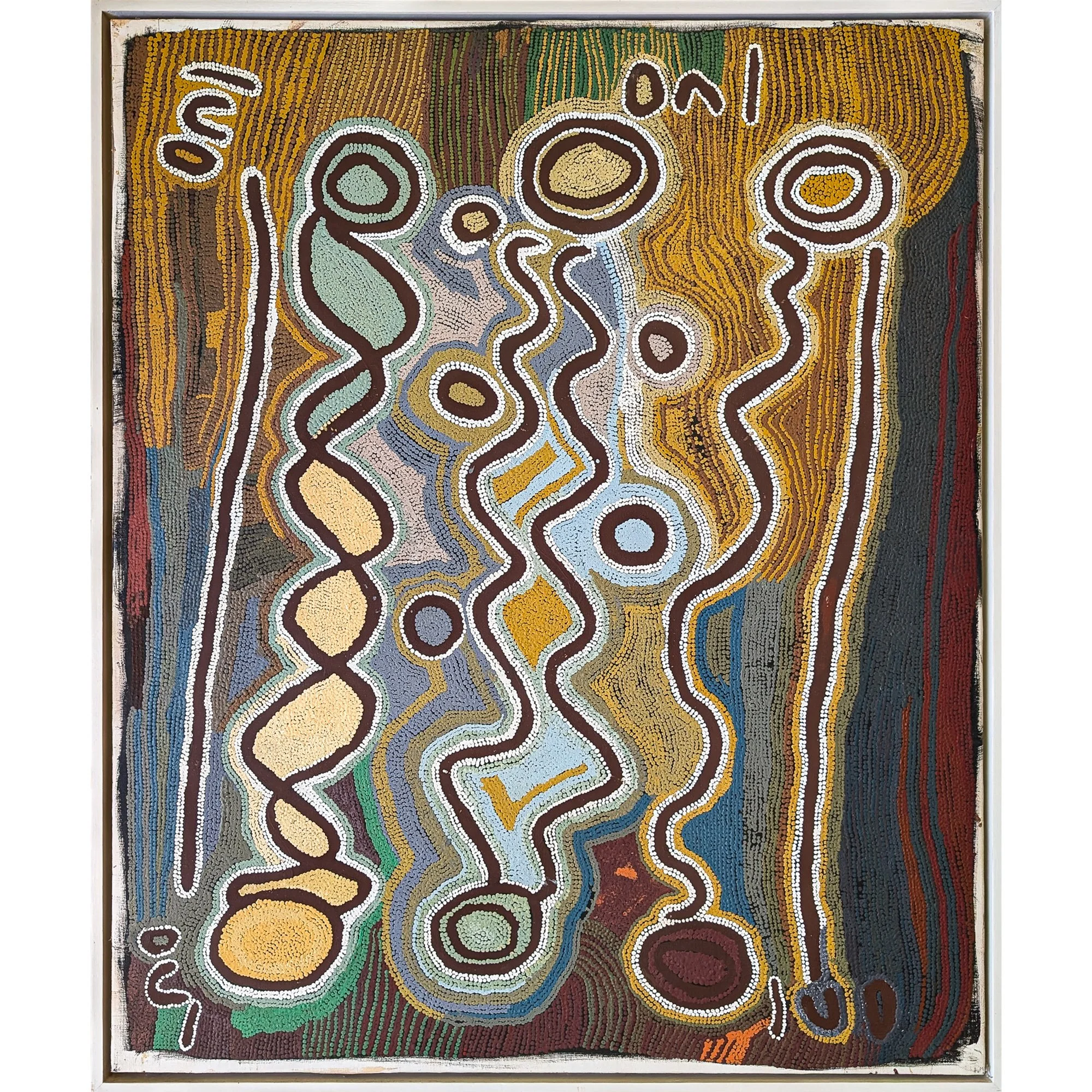 Lot 22 | MAGGIE WATSON NAPANGARDI (c. 1921 – 2004) | Nyalyipi, Bush Vine | 1996 | synthetic polymer paint on linen, 130 x 108 cm | Est. AUD $18,000 - $25,000
