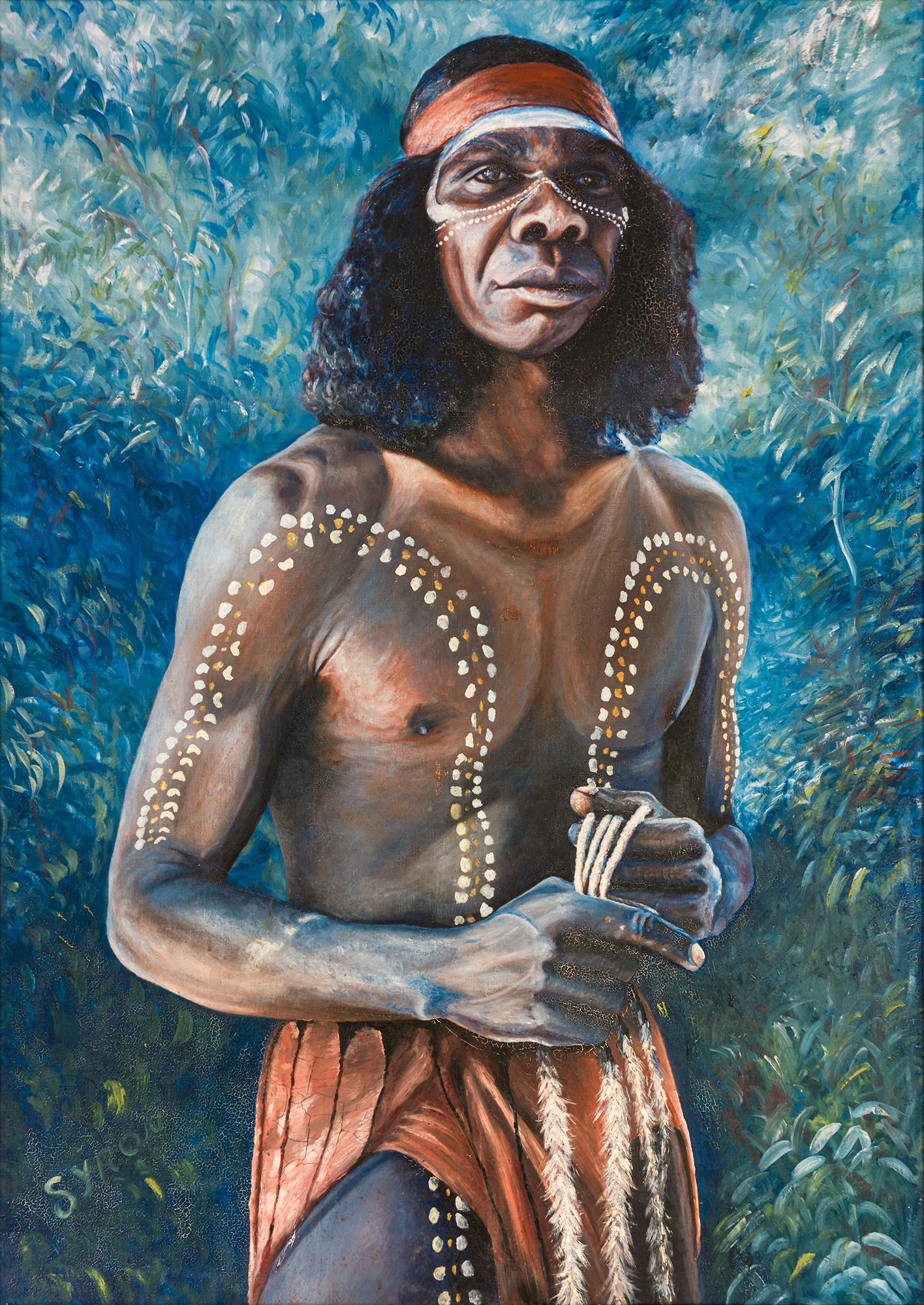 Artist: Gordon Syron |Title: David Gulpilil AM |Year: 1998 |Medium: oil on canvas |Dimensions: 140 x 99 cm; 153 x 112.5 frame