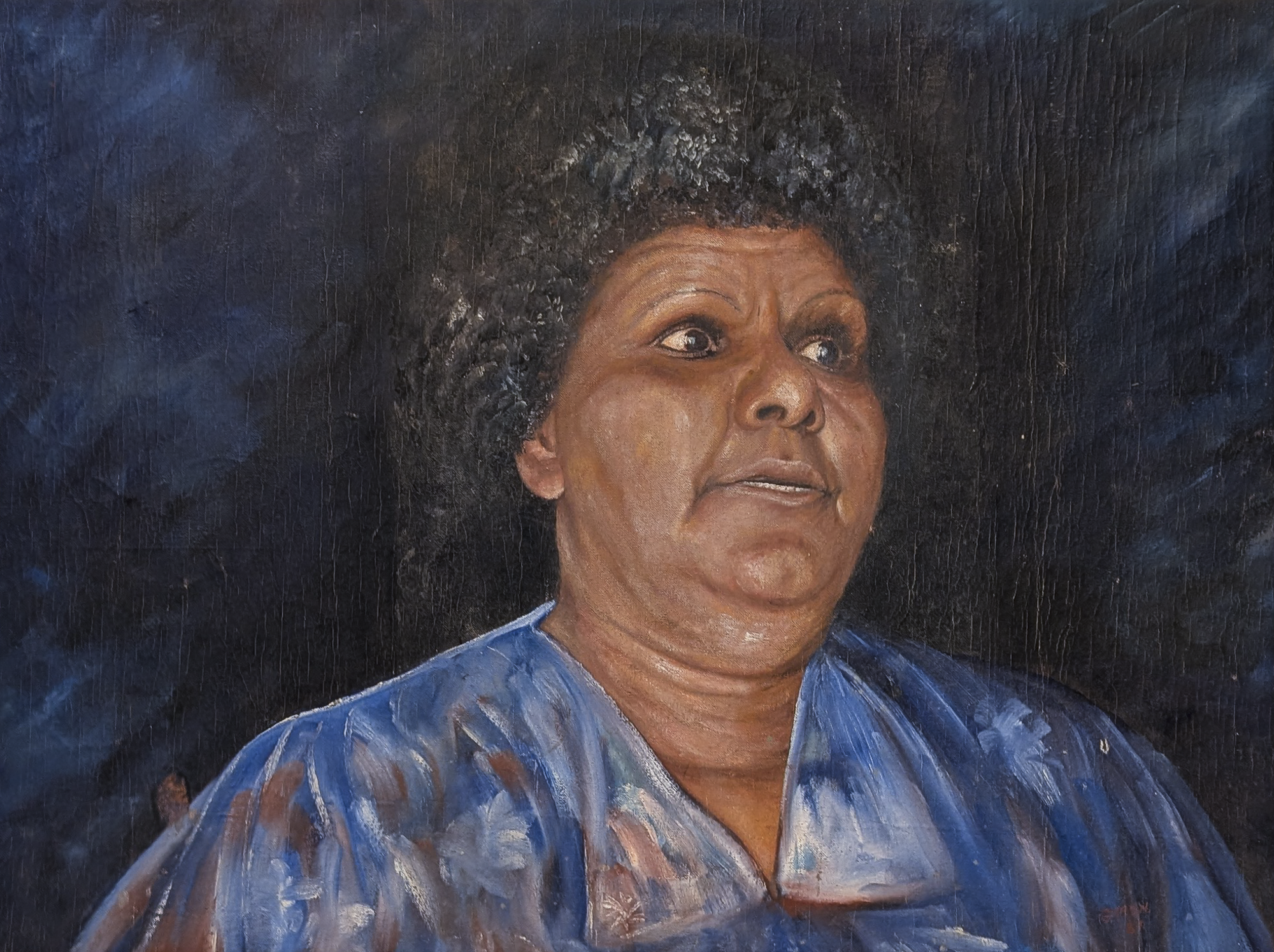 Artist: Gordon Syron |Title: Mum Shirl – The Saint of Redfern |Year: 1987 |Medium: oil on canvas |Dimensions: 61 x 81.5 cm