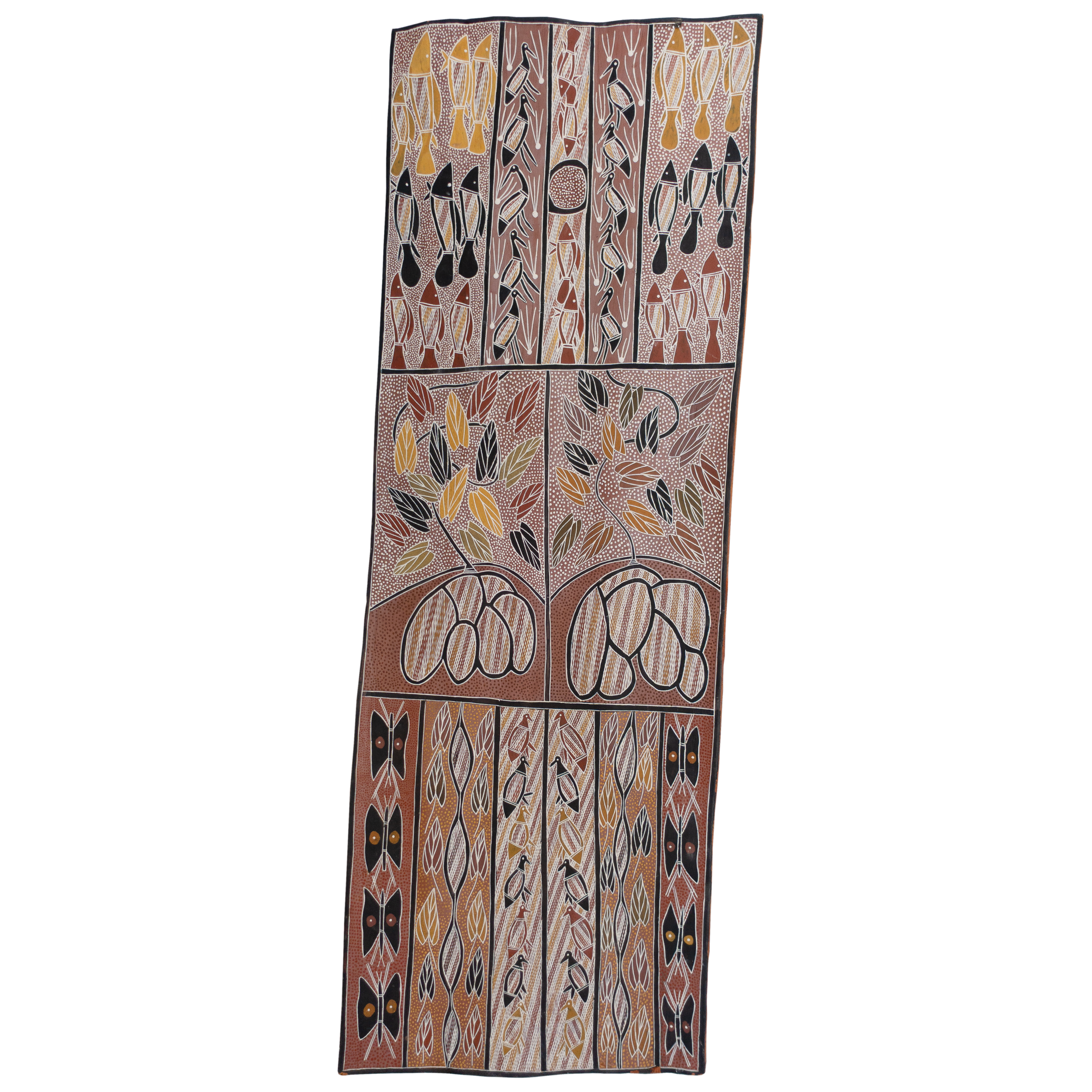 Lot 28
Terry Manganpal
Bush Potato Dreaming, 1997
natural earth pigment on stringybark
111 x 40 cm
Est. A$