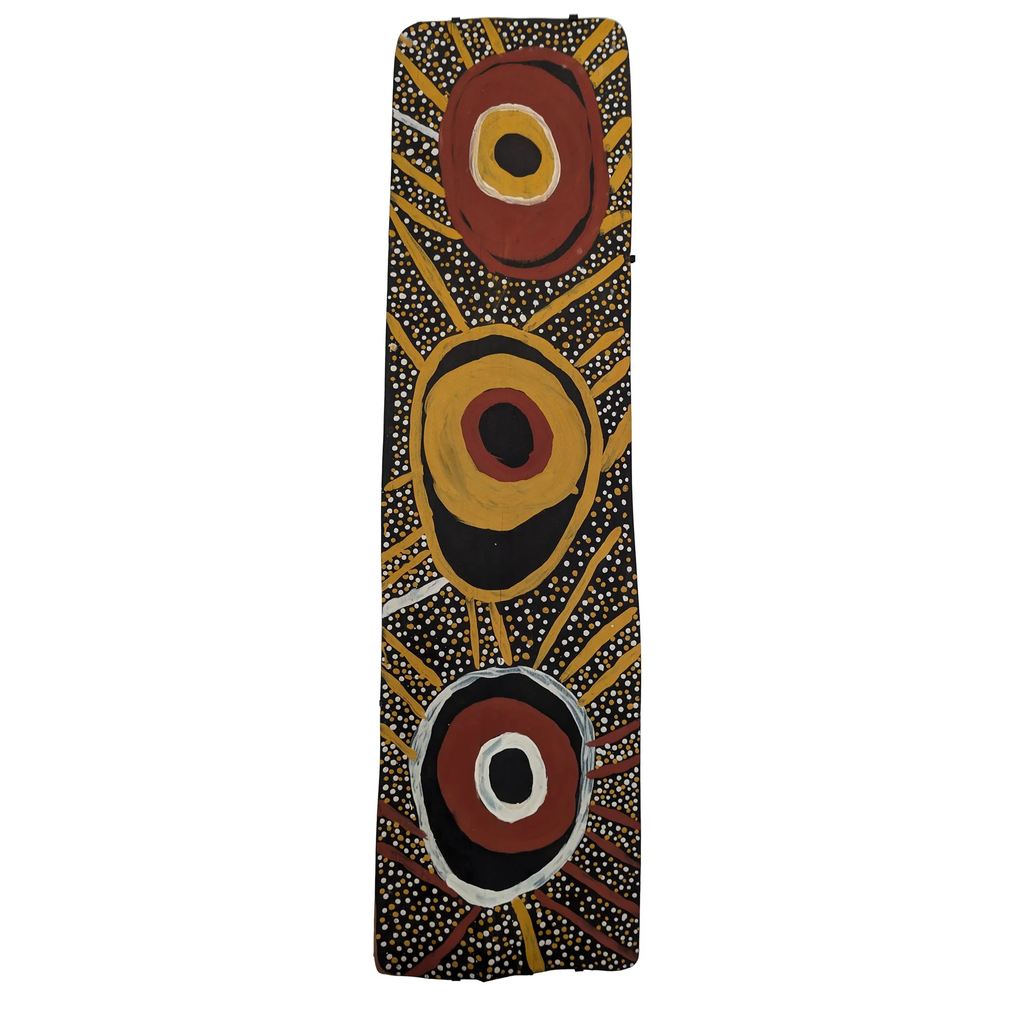 Lot 21 | TIMOTHY COOK (born 1958) | Japarra | 2019 | natural earth pigments on bark, 135 x 38 cm | Est. AUD $4,000 - $6,000
