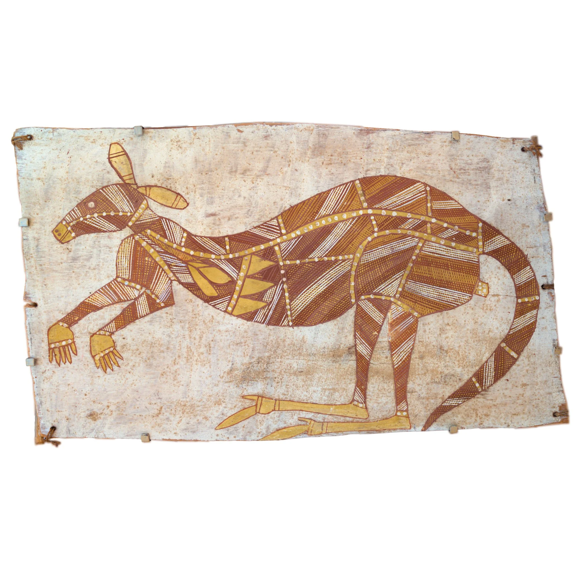 Lot 6 | SPIDER NAMIRRKI NABUNU (1924 – 1973) | Kundaagi Kangaroo | c. 1969 | natural earth pigments on bark, 50 x 86 cm | Est. AUD $3,000 - $5,000