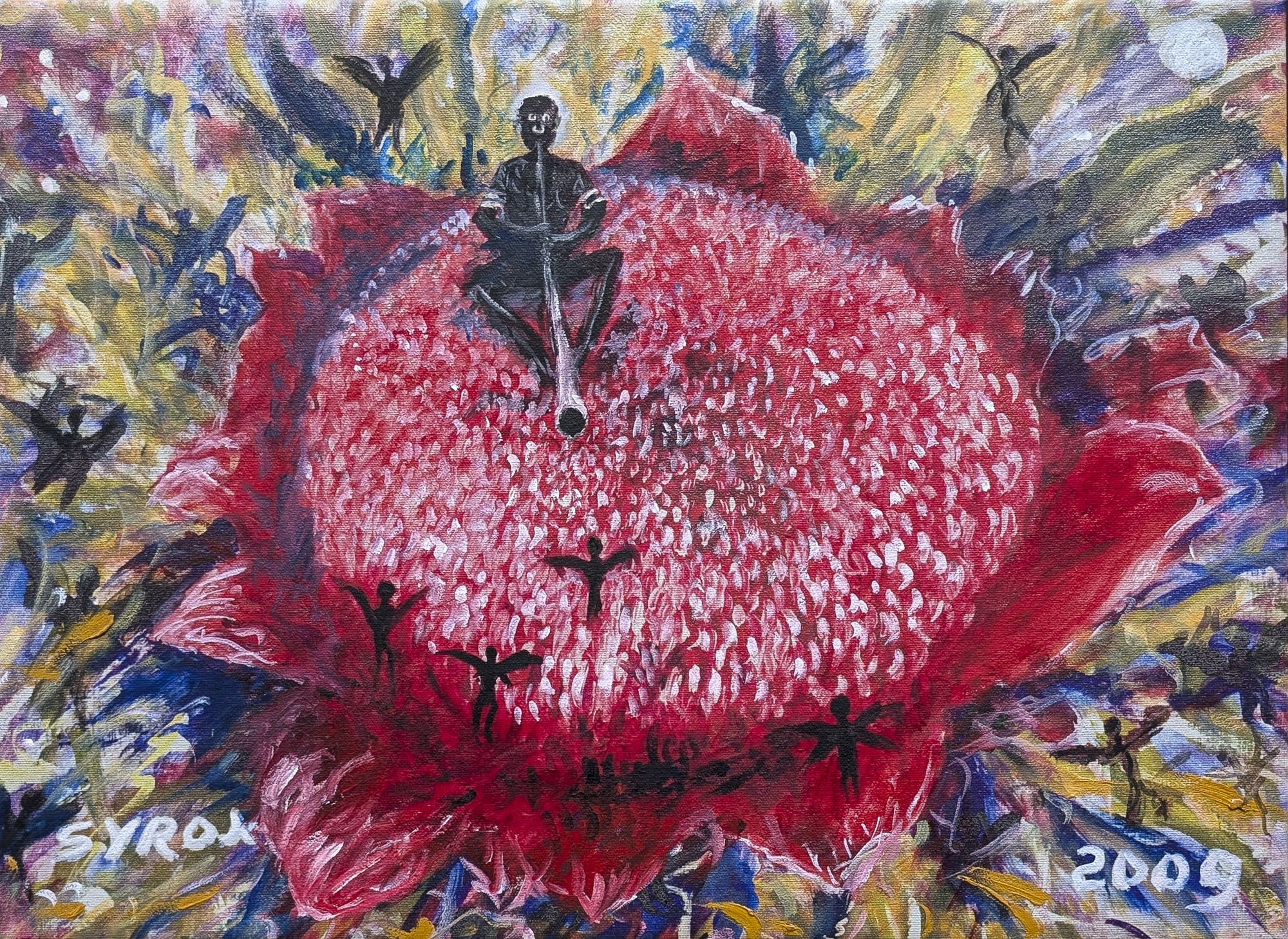 Artist: Gordon Syron |Title: Waratah Fairies |Year: 2009 |Medium: unique digital print on canvas |Dimensions: 41 x 56 cm