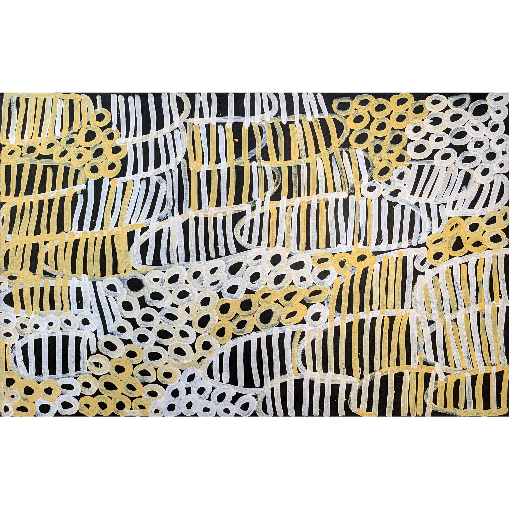 Lot 17 | MINNIE PWERLE (c. 1920 – 2006) | Awelye-Atnwengerrp | 2006 | synthetic polymer paint on canvas, 80 x 126 cm | Est. AUD $3,000 - $5,000