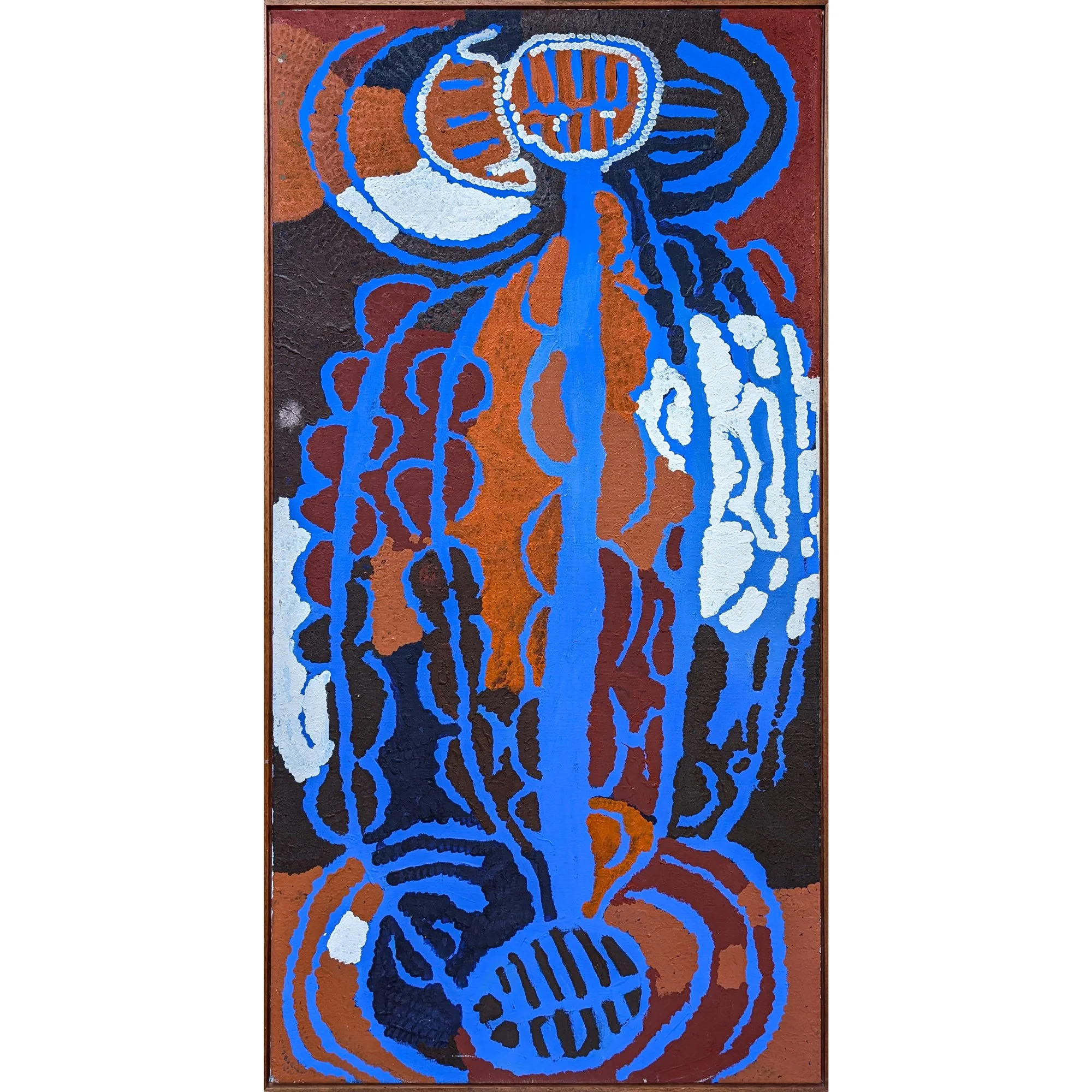 Lot 23 | LORNA FENCER NAPARRULA (c. 1925 – 2006) | Yarla-Bush Potato | 2001 | synthetic polymer paint on canvas, 148 x 76 cm | Est. AUD $5,000 - $7,000
