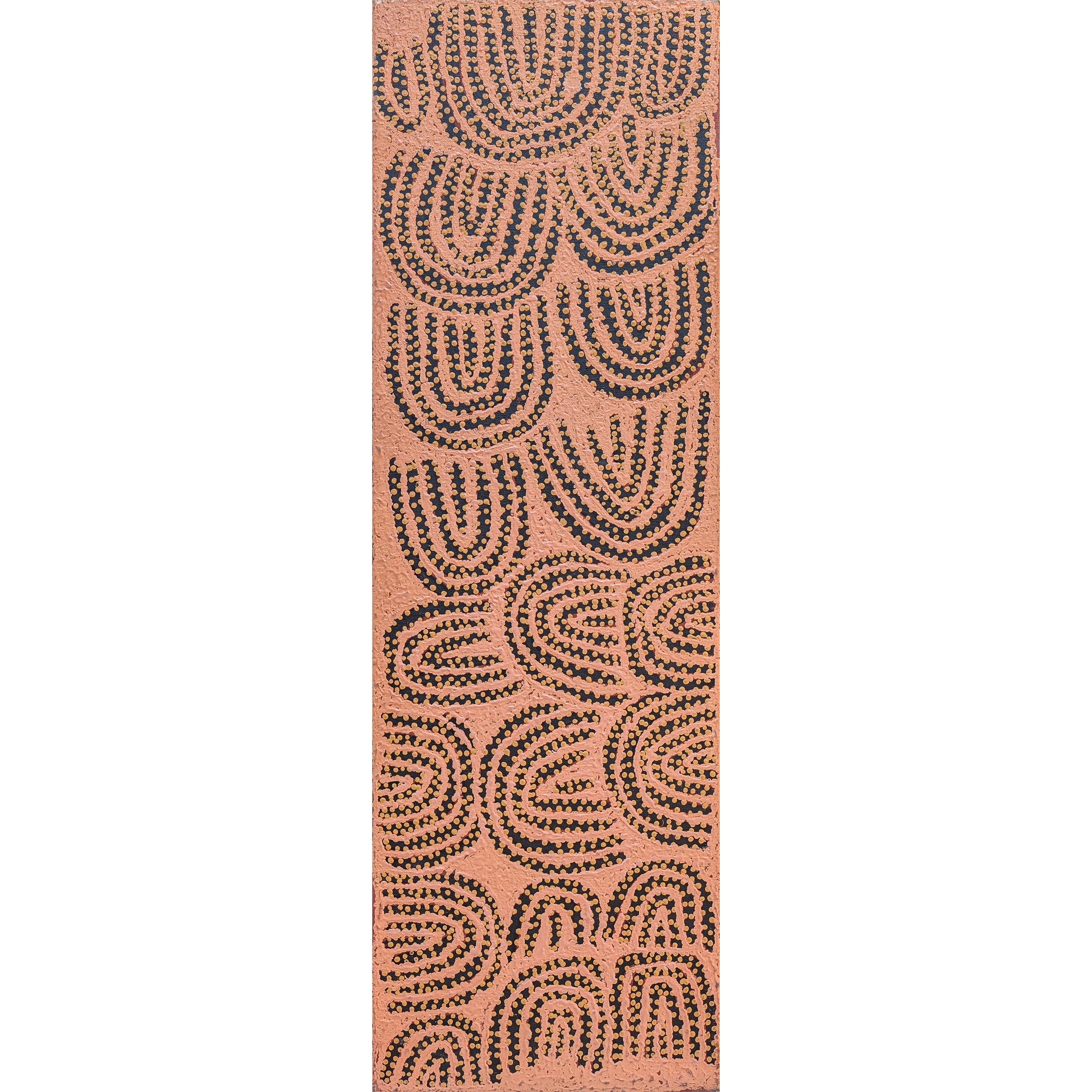 Artist: Tatali Napurrula | Title: Pinpirri (Desert Bore) | Year: 2000 | Medium: synthetic polymer paint on linen | Dimensions: 87 x 28cm