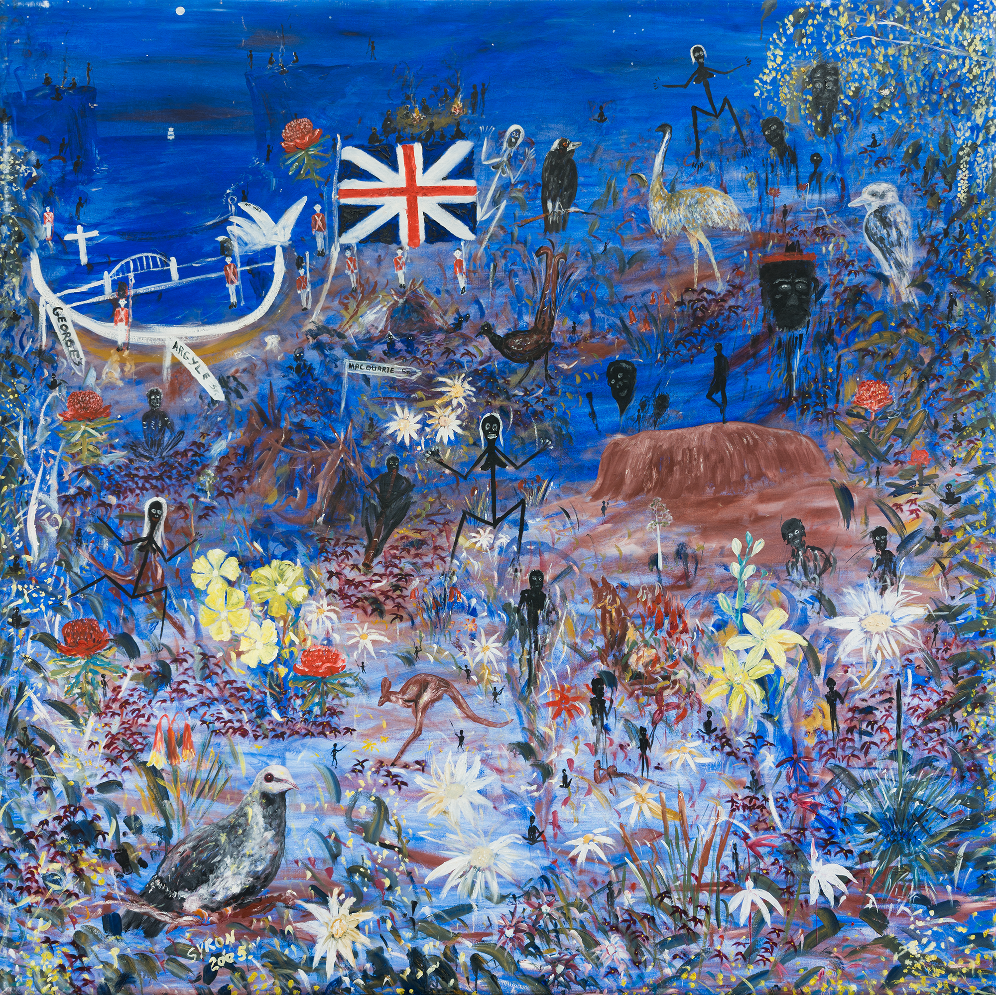 Artist: Gordon Syron |Title: Invasion Day |Year: 2005 |Medium: oil on canvas |Dimensions: 173 x 173.5 cm