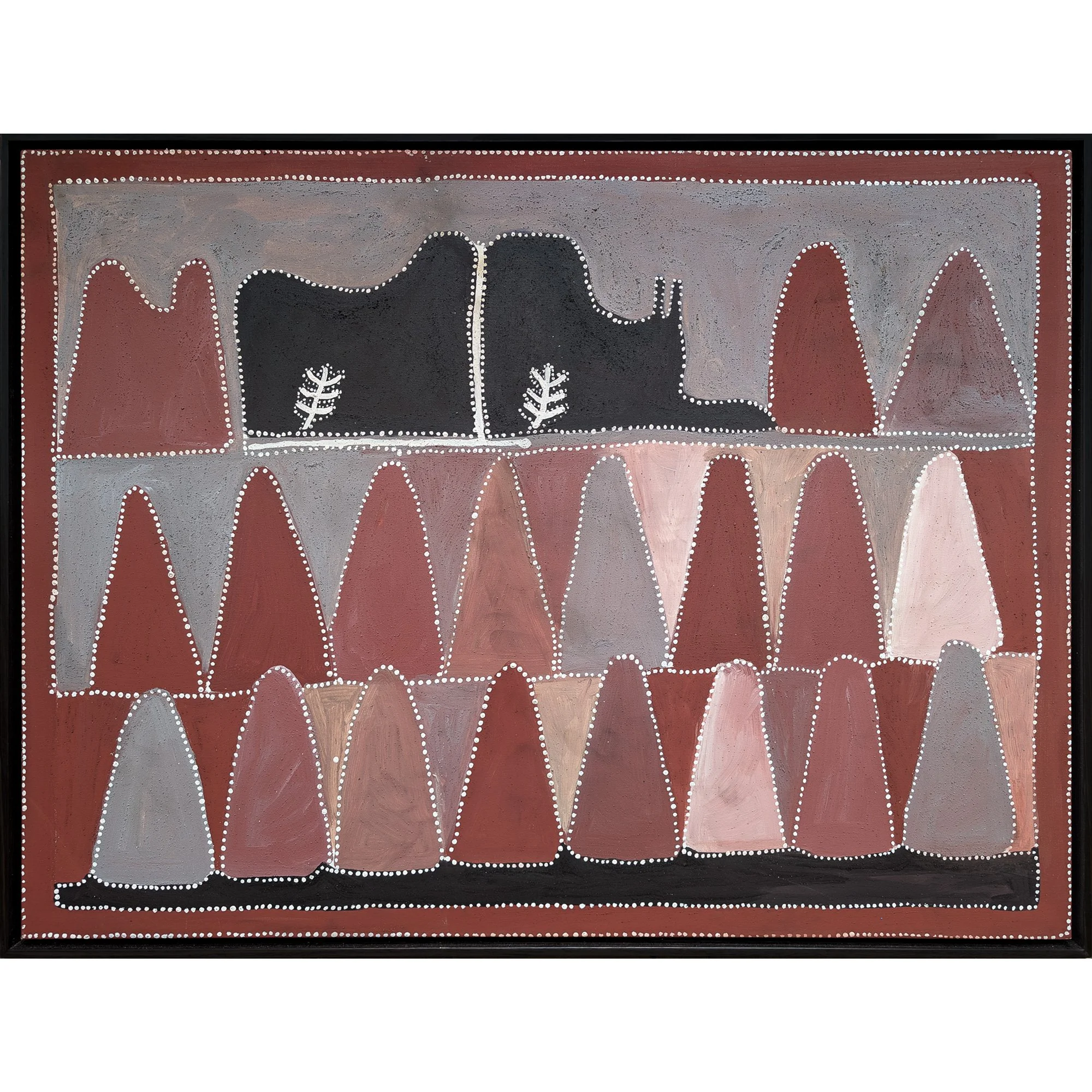 Lot 27 | QUEENIE McKENZIE NAKARRA (c. 1930 – 1998) | Carboyd Ranges - Texas Hills | 1993 | natural earth pigments on canvas, 92 x 122 cm | Est. AUD $20,000 - $30,000
