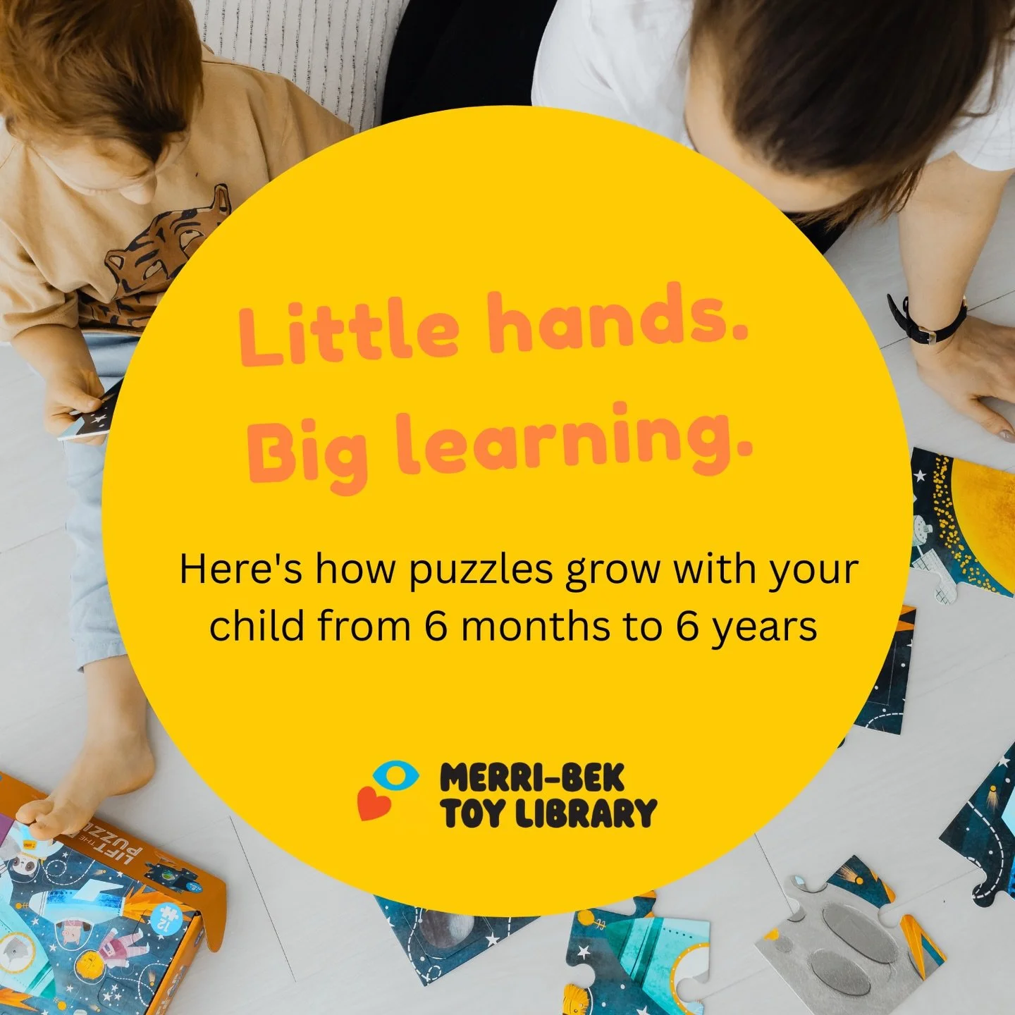 From tiny hands picking up their first 2-piece puzzle to little minds conquering 50+ pieces, the growth is real and it happens so fast. 🧩

We have puzzles for every stage from 6 months to 6 years, all available to borrow. Swipe through to find where