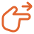 Orange hand pointing right icon