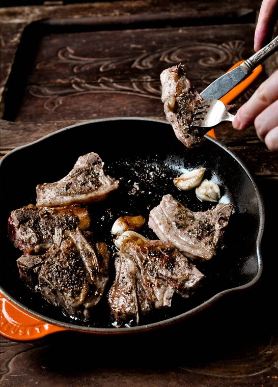 The secret of great meals - Lamb Chops with Polenta and Braised Swiss Chard