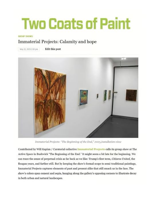 The Beginning of the End, Immaterial Projects, Two Coats of Paint, Will Kaplan