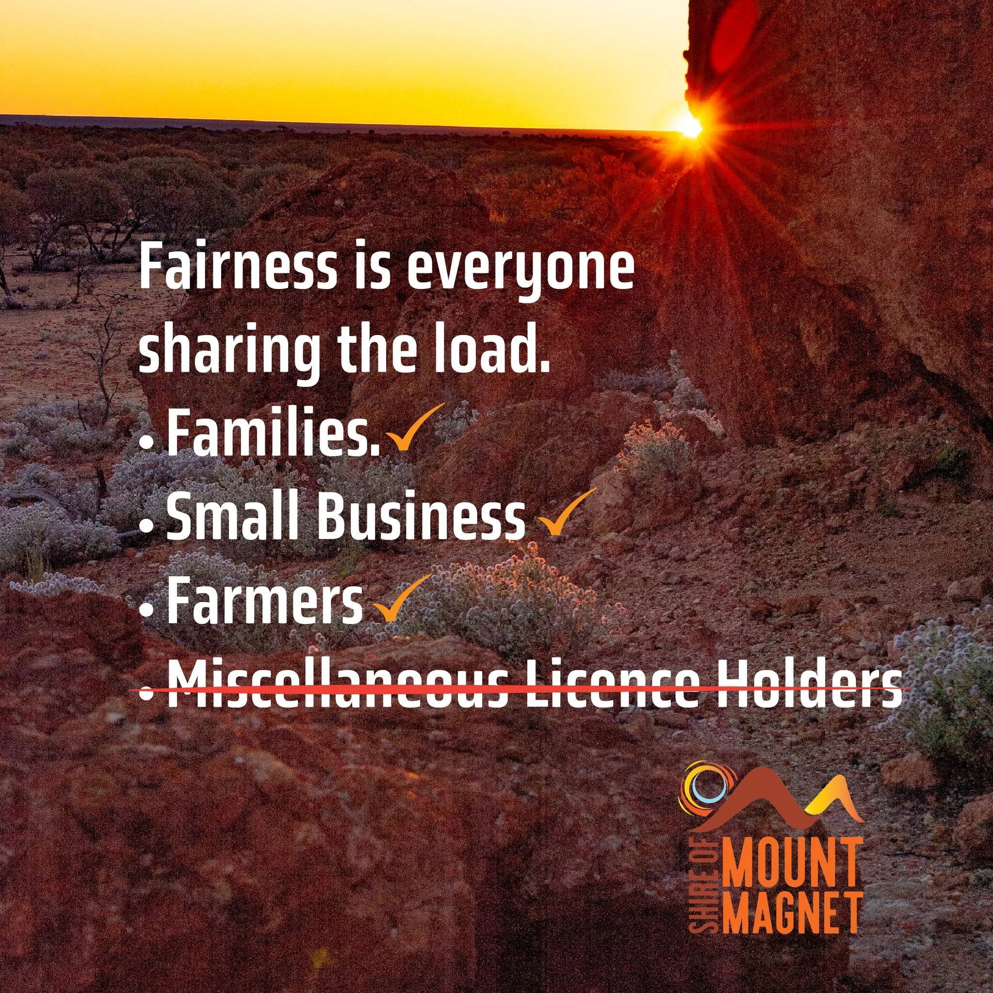 When companies build &amp; operate on Crown land, the State gets rent but our council - which provides the roads, emergency &amp; inspection services to miners - gets nothing.

We&rsquo;re not asking for special treatment - just for fairness.

Keep M