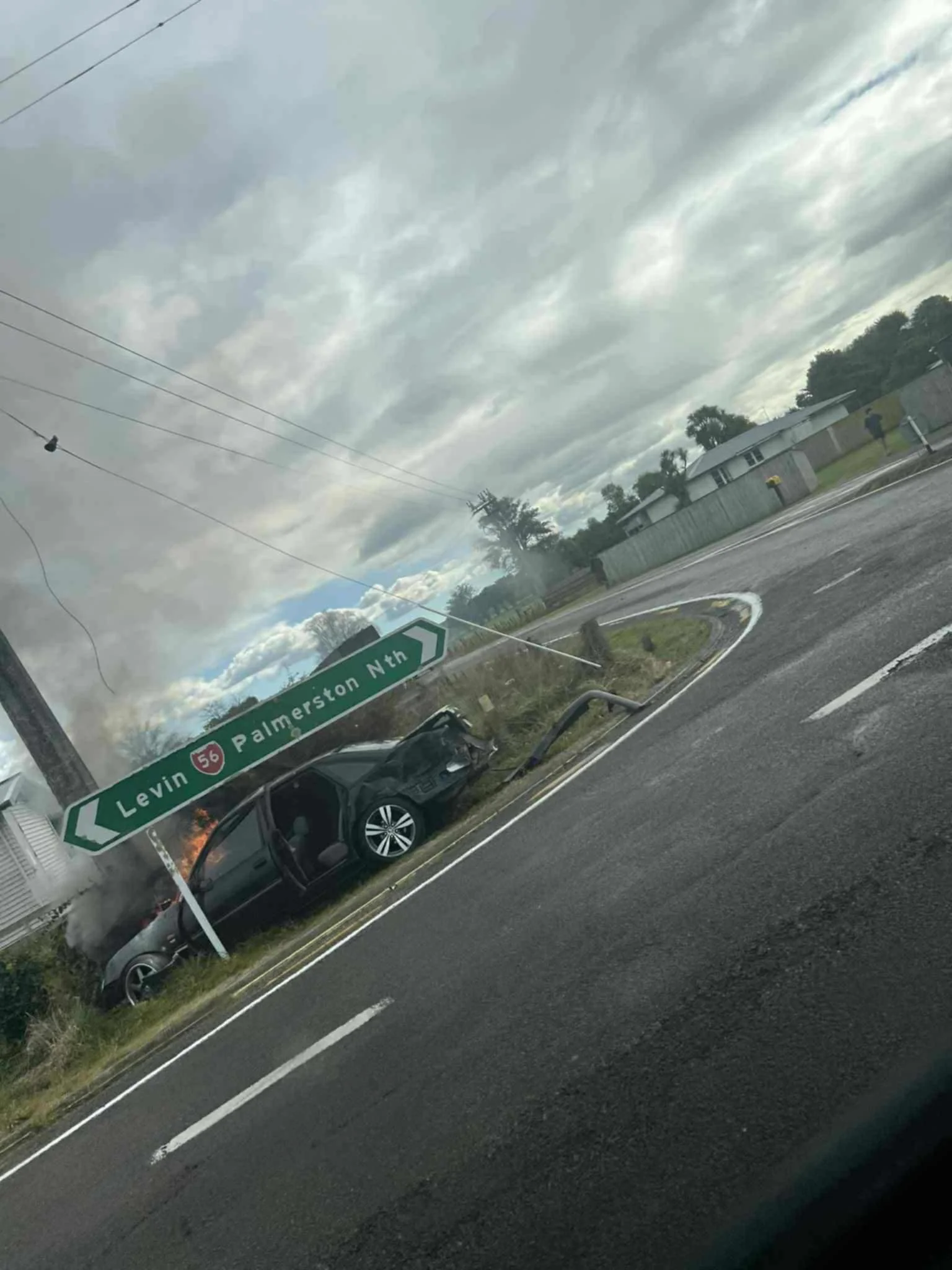 A crash at SH56 Opiki saw a car catch fire after impact. Thankfully no one was hurt. 22 Aug 2025