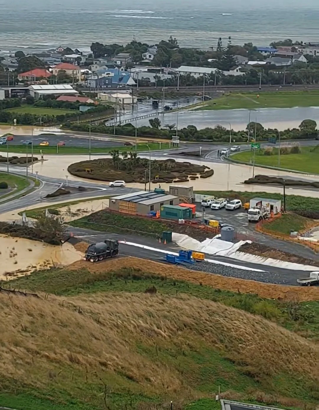 A look at Plimmerton roundabout from up on the hill