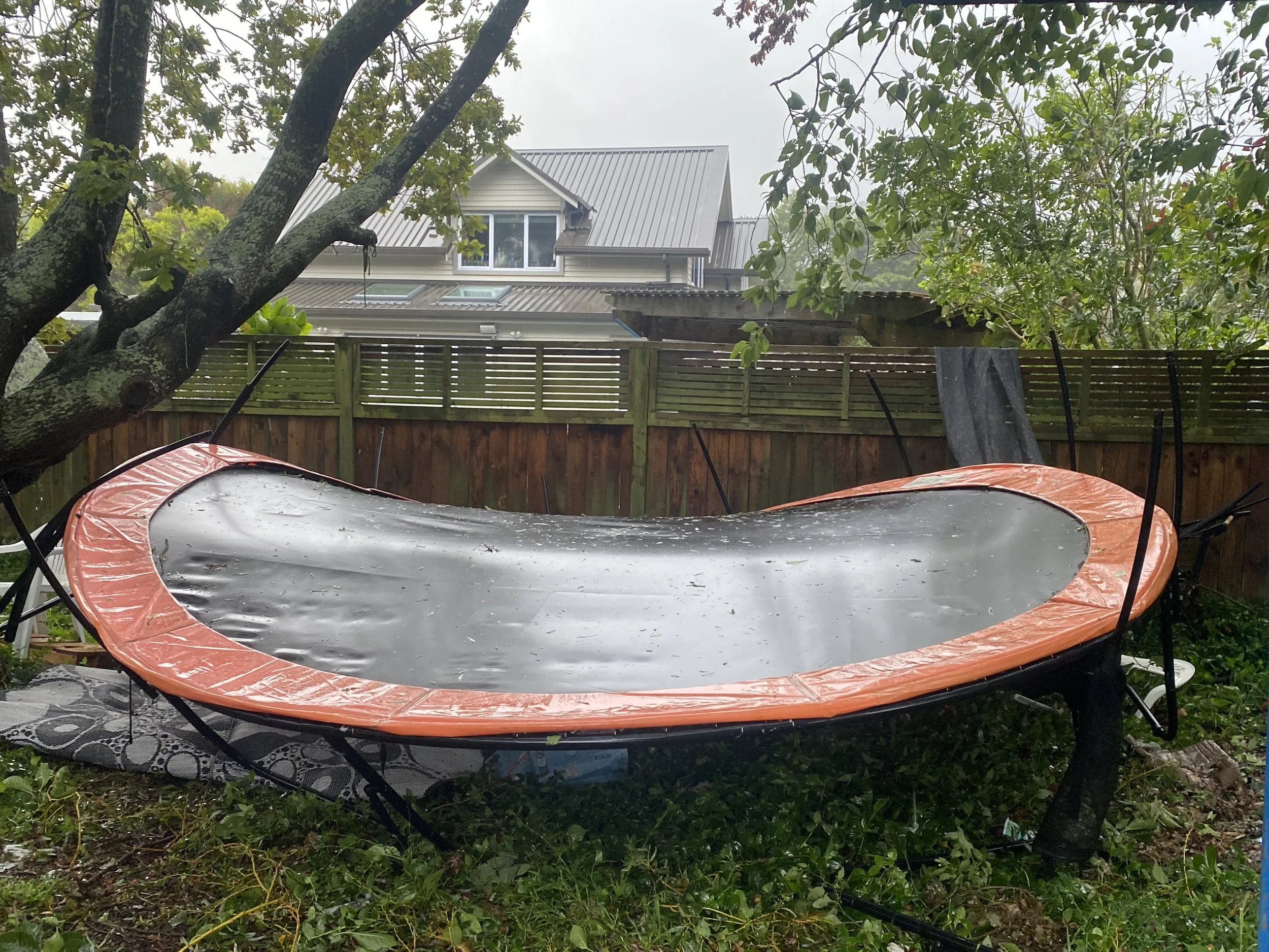 This trampoline did not win against the weather! Raumati Beach. Photo by Stephanie King