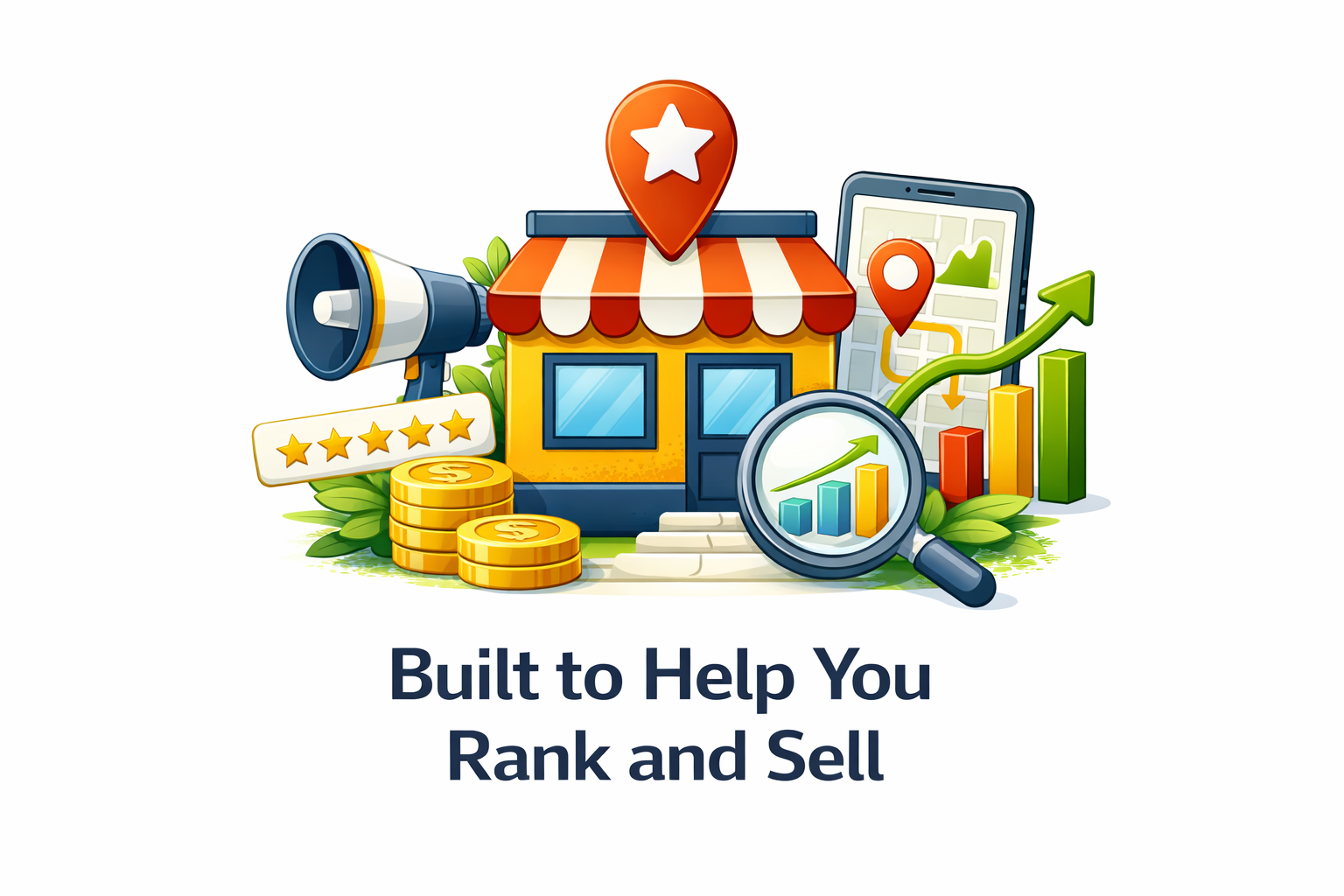 An icon stating "Built to Help You Rank and Sell"