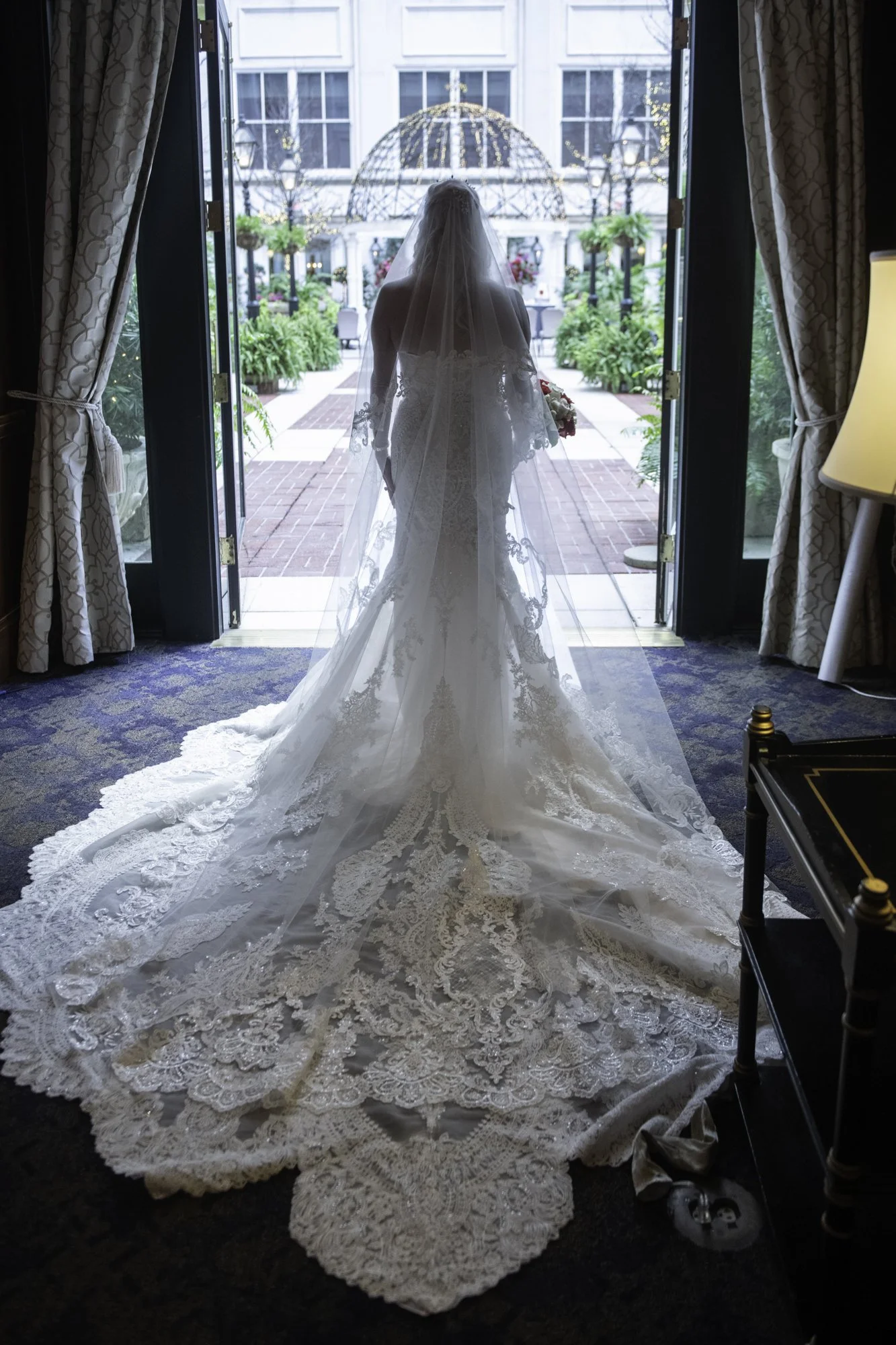 Marc Pagani Photography New Orleans wedding bridal portrait large dress train