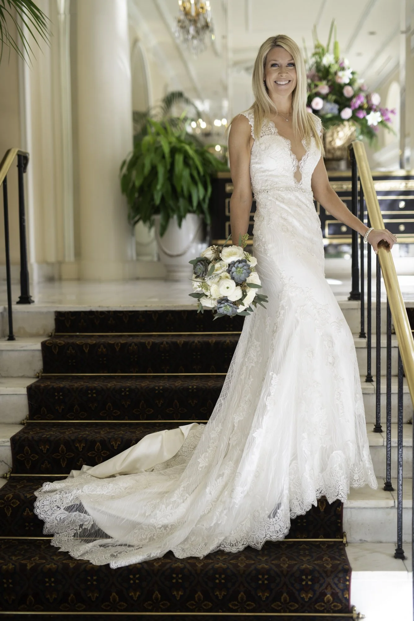 Marc Pagani Photography New Orleans wedding bridal portrait on stairs