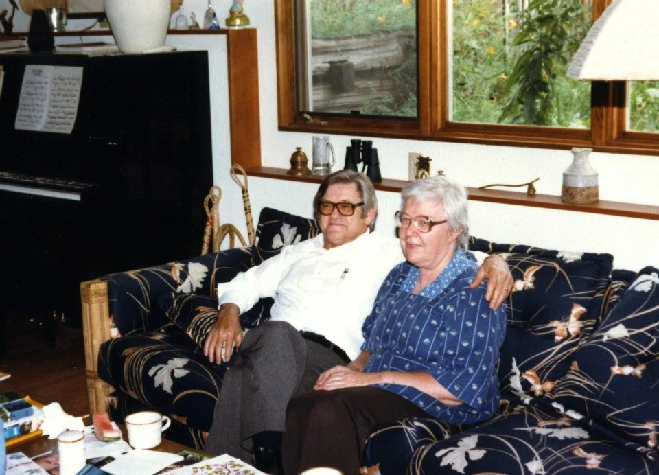 Bill and Dorothy Hoffman, American Sponsors, sitting on their couch