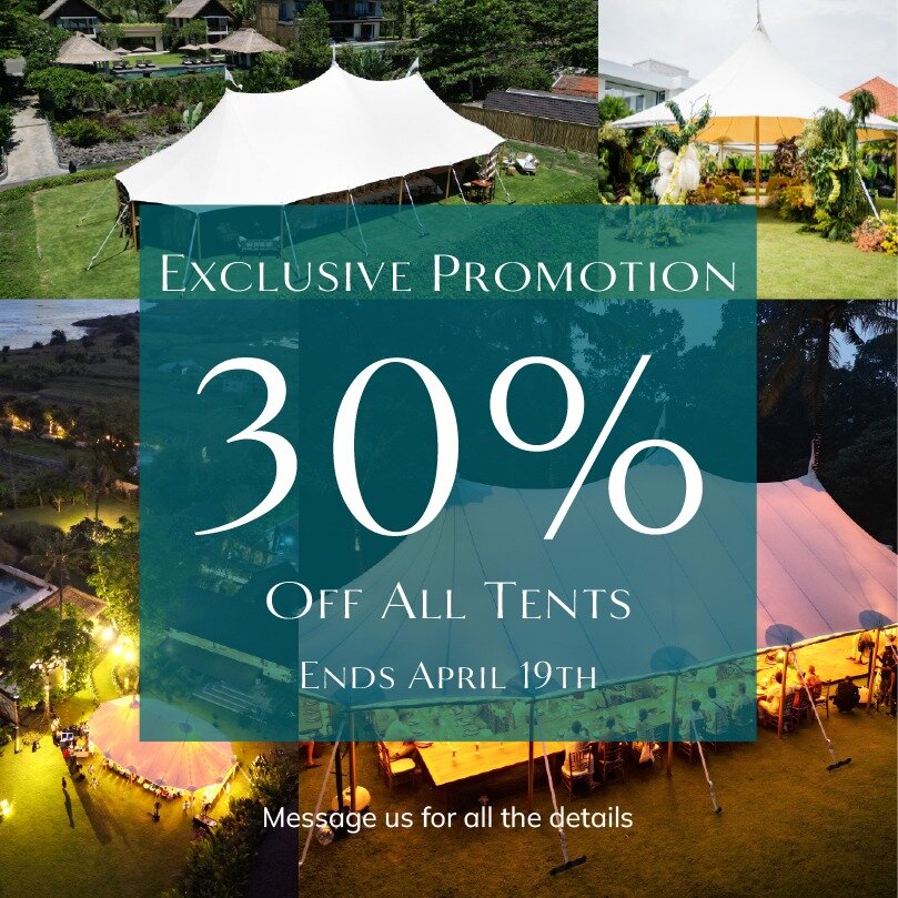 Only 10 Days Left for Our Special Promotion! 

Get an amazing 30% off on our luxurious tents, perfect for adding charm and shelter to your special day! Whether it's shielding from the sun or rain, our customizable tents ensure a magical ambiance.

Ac