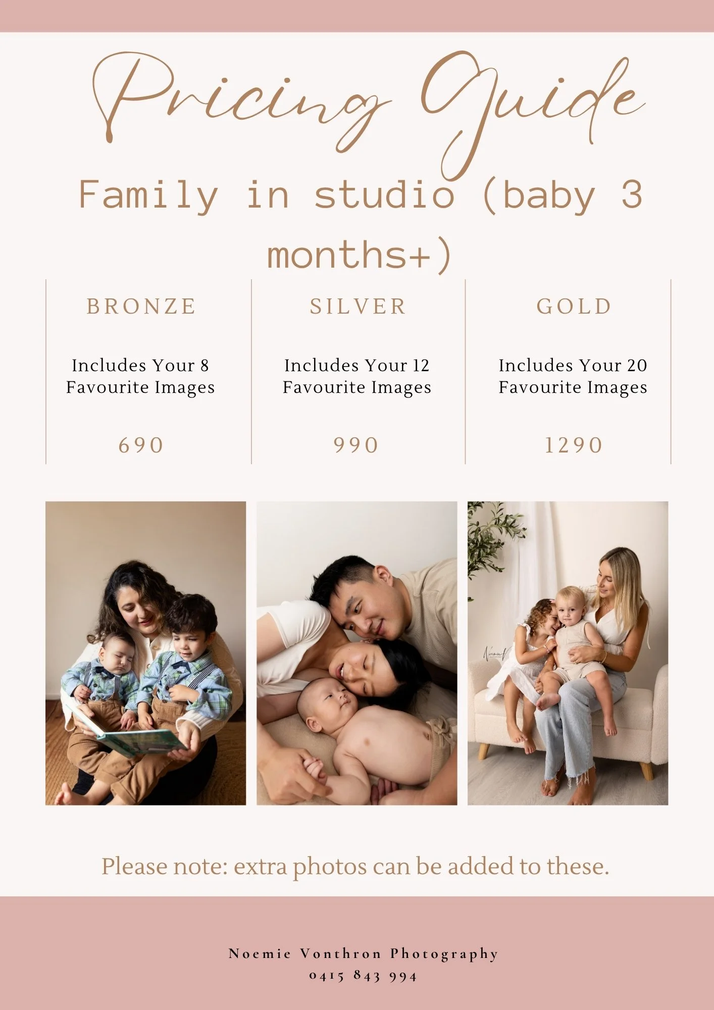Family in studio pricing