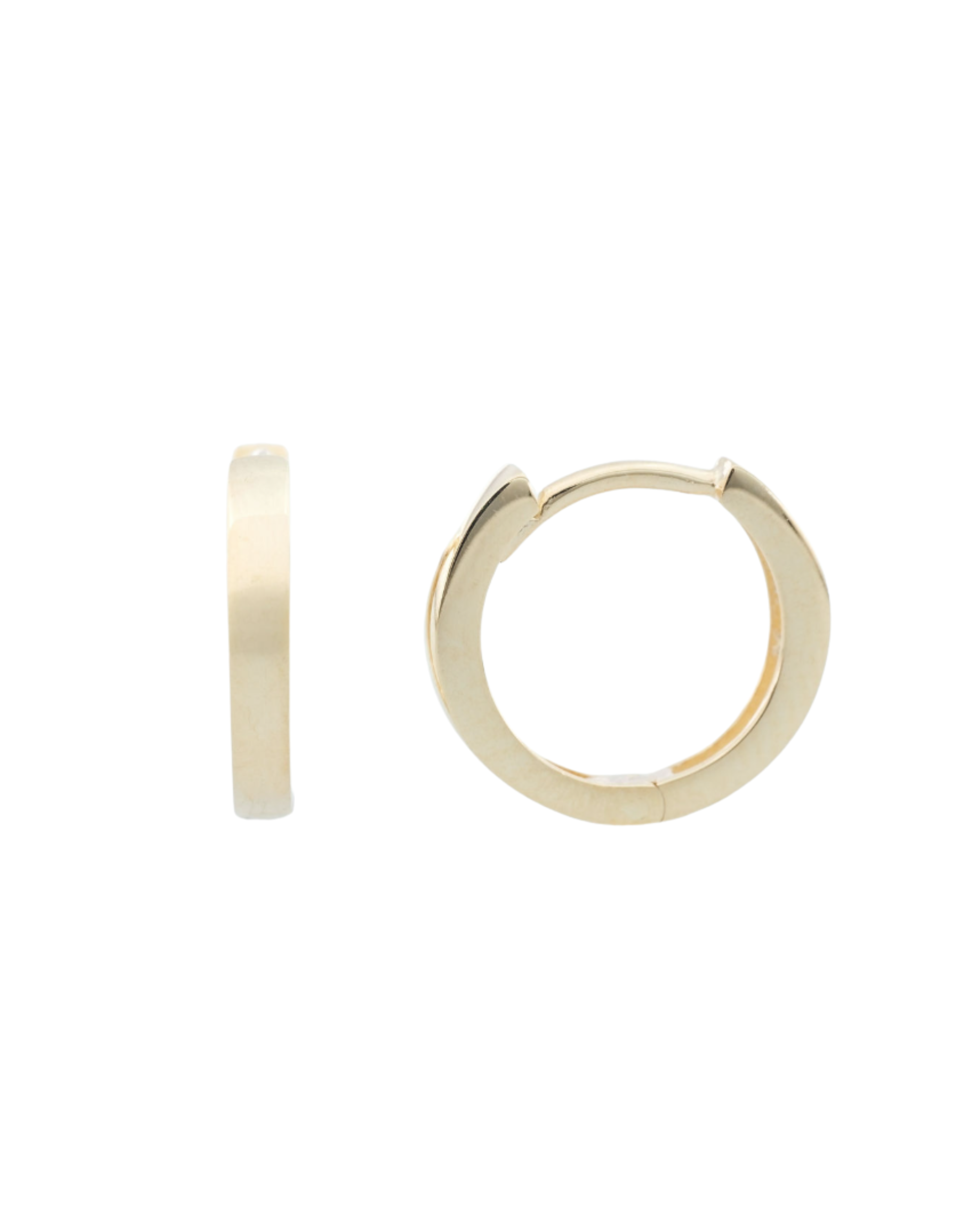 Small Square Edge Yellow Gold Huggies