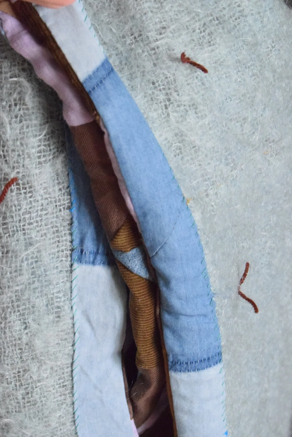 Détails du plaid en patchwork