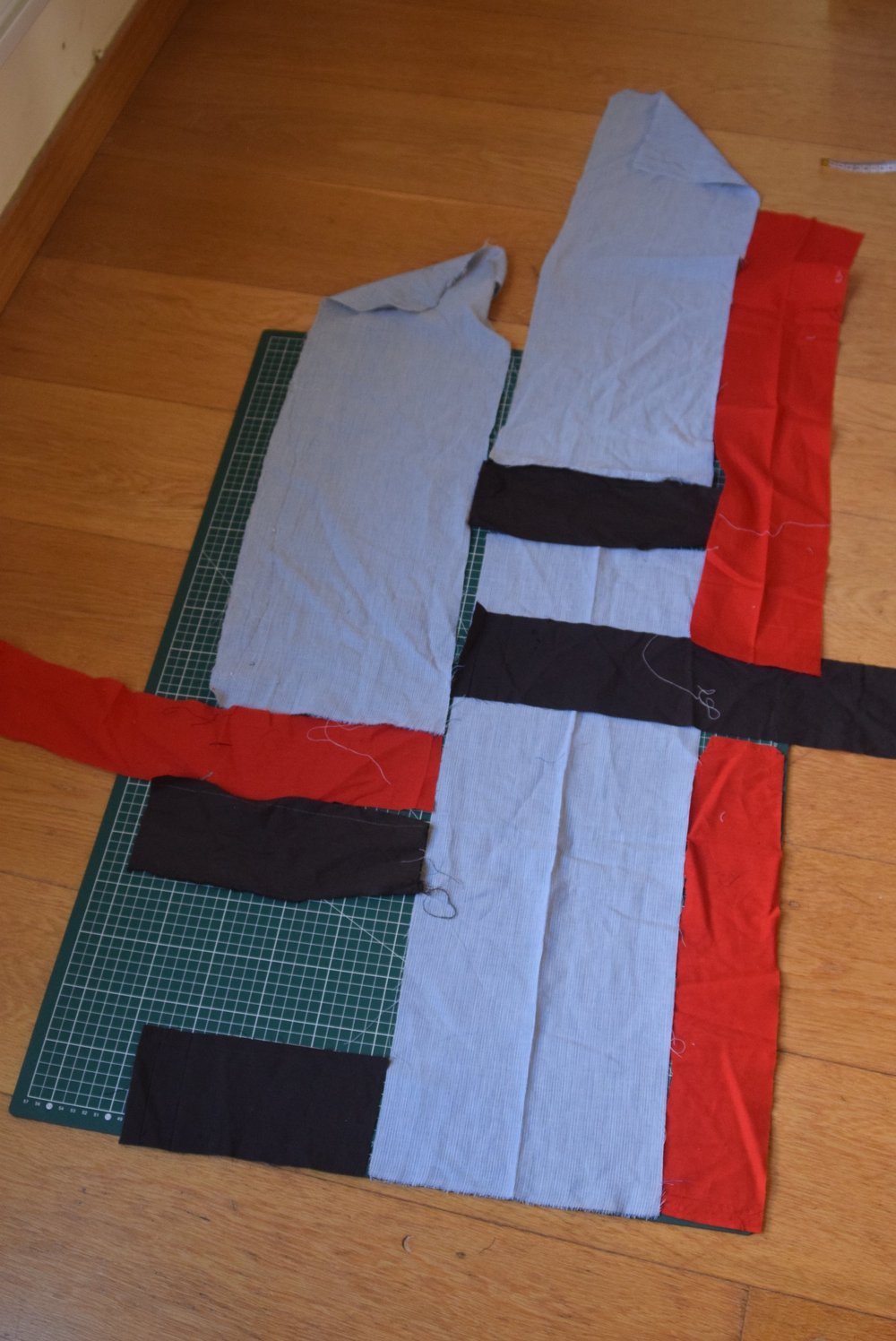 Premier placement des chutes de tissus