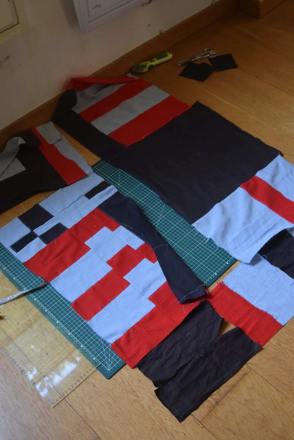 Placement final des blocs déjà cousus