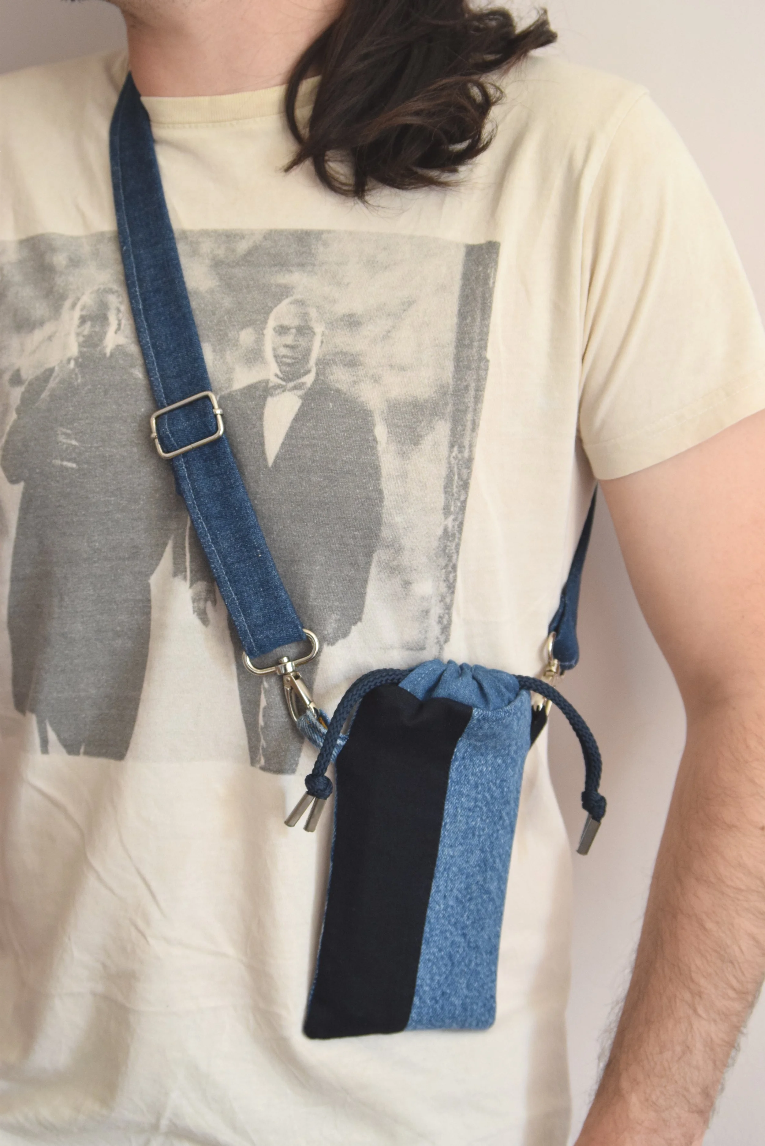 Pochette pour téléphone - patchwork denim