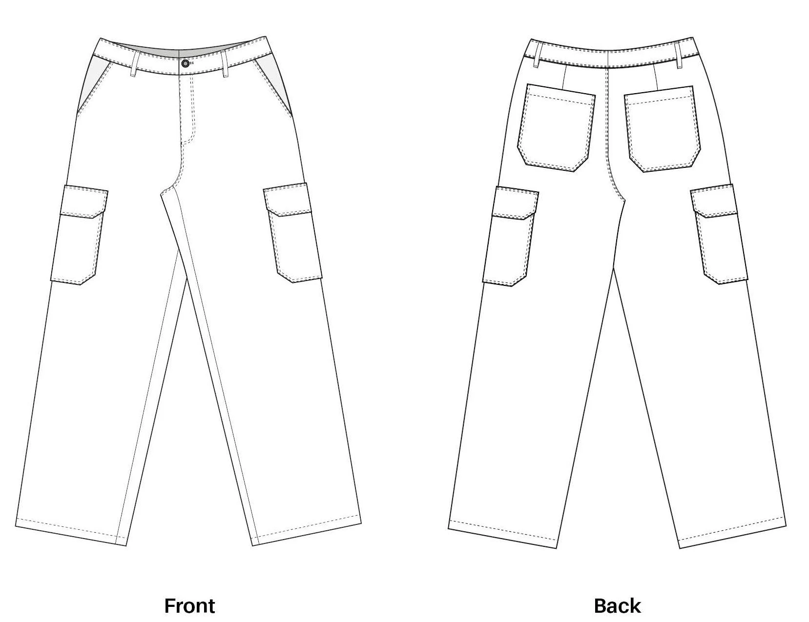 Line drawings of cargo pants.