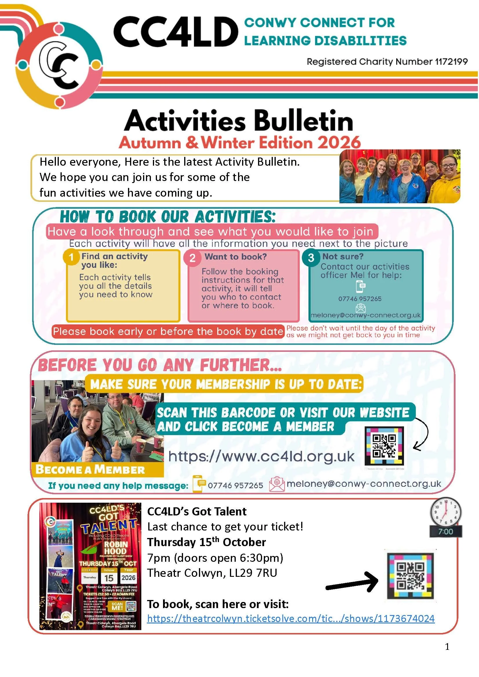 Autumn &amp; Winter Bulletin for Adults with a Learning Disability Available Now