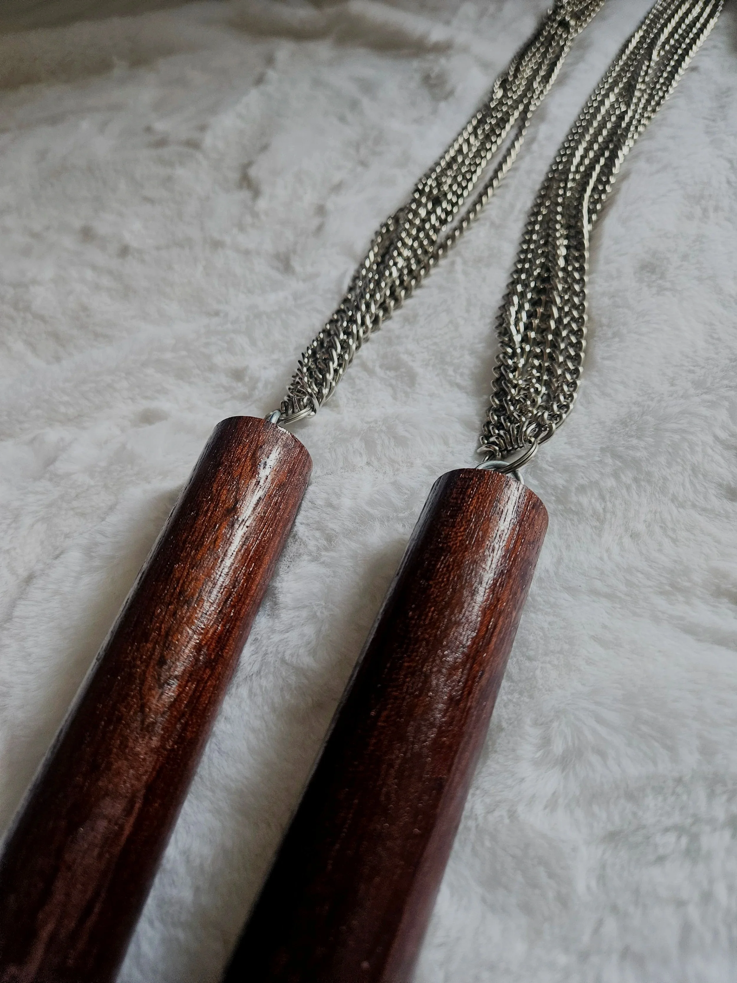 Thalia Hel chain floggers with wooden handle for sensory and temperature play