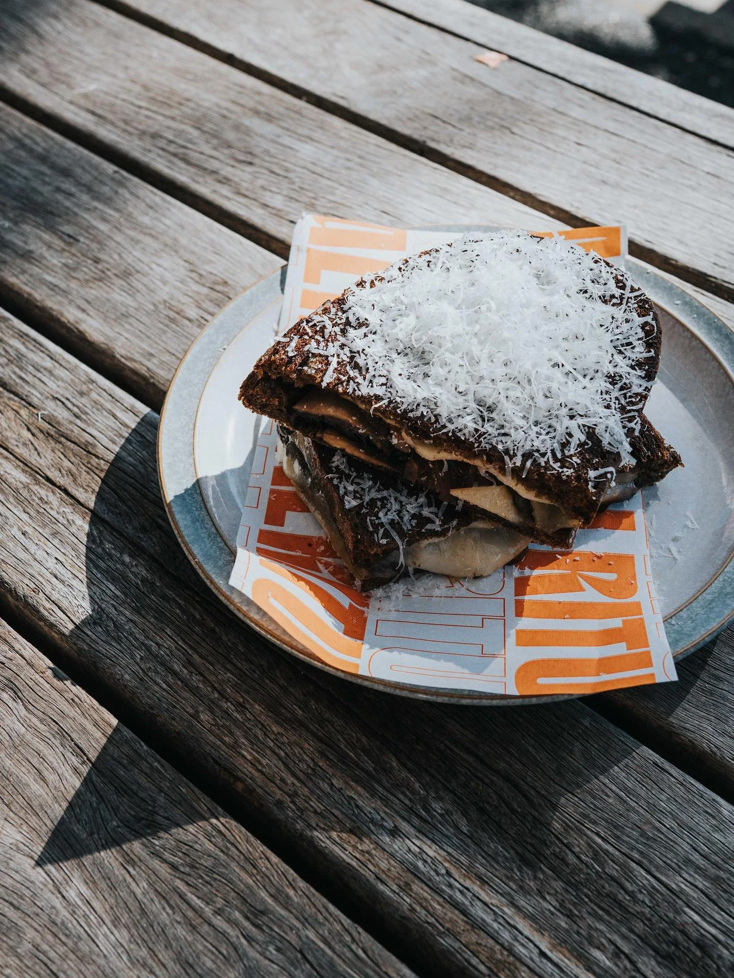 our three cheese mushroom toastie