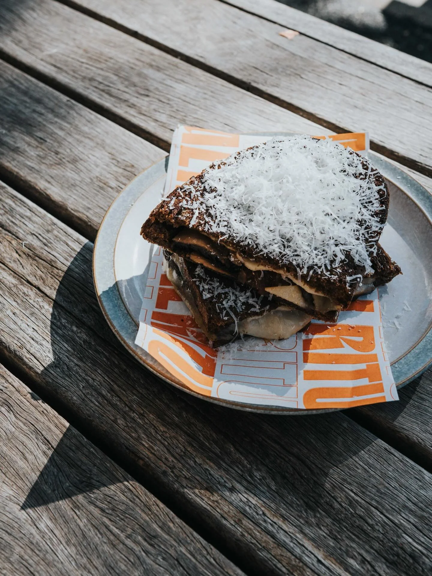 our delicious three cheese mushroom toastie