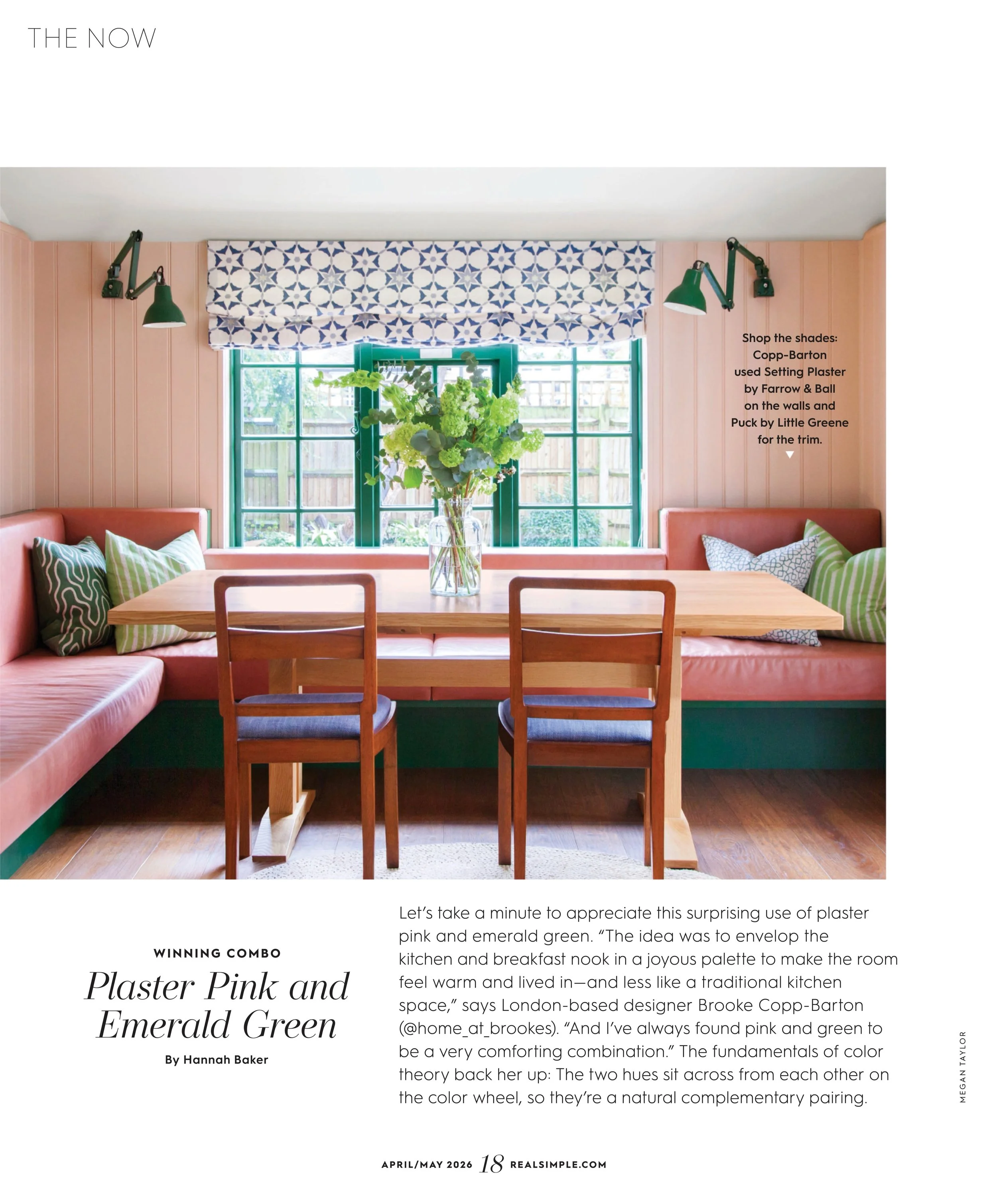 Happy to see our plaster pink and emerald green kitchen voted &lsquo;winning combo&rsquo; in April/May issue of @real_simple 🙏 @hannahbaker86 

Throwback to a favourite colour combination and a favourite project in Bedford Park 🩷💚 @farrowandball #