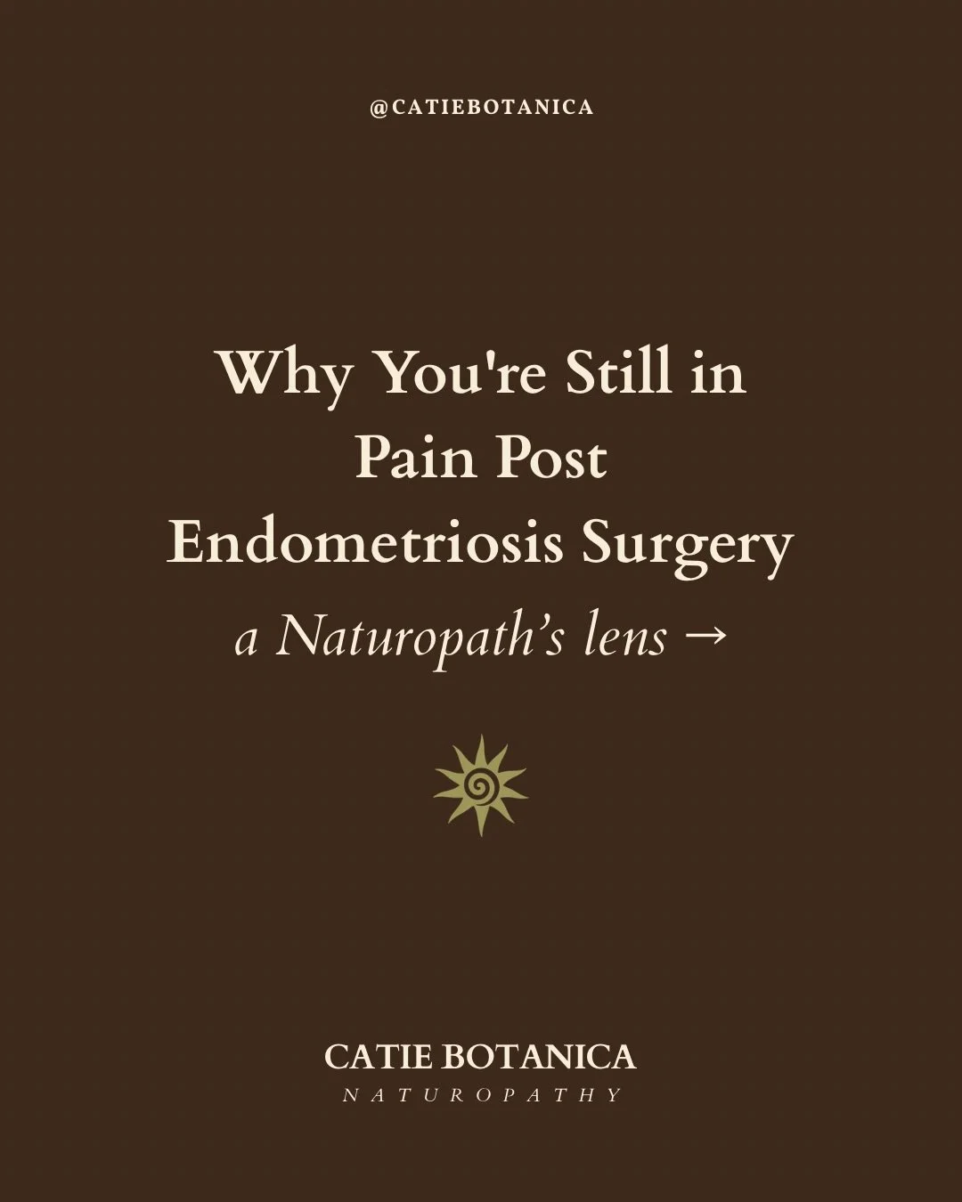 Endo pain post surgery is unfortunately something I often see in clinic! Swipe to see some of the underlying drivers ➡️ 

Post-surgery is actually one of the best times to work with me. With the visible disease removed, you have a bit of a clean slat