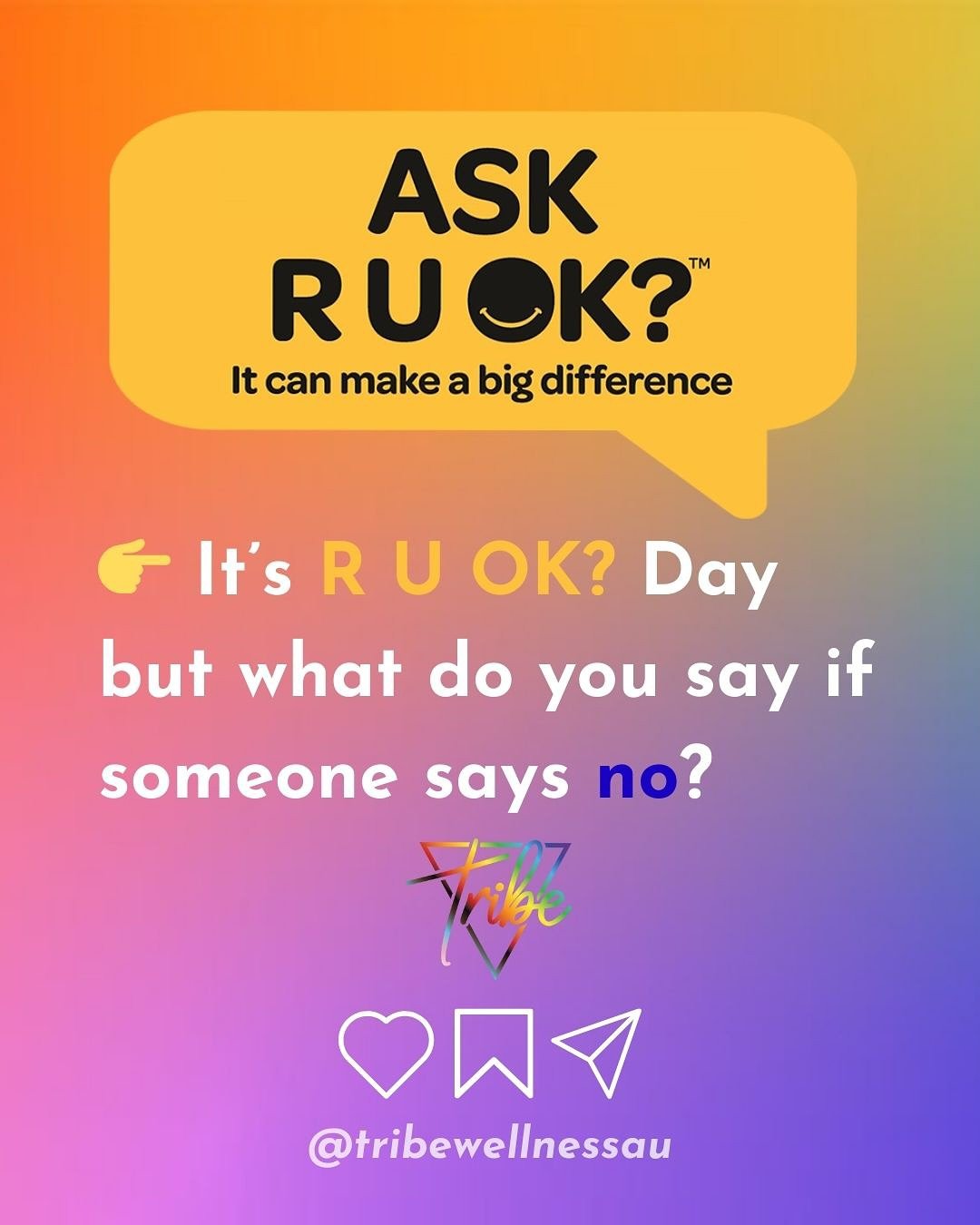 🌈 R U OK? Day &ndash; More than just a question

It&rsquo;s powerful to ask, &ldquo;Are you OK?&rdquo; - but what if the answer is no?

Checking in with someone is more than a single conversation. It&rsquo;s about listening without judgment, asking 