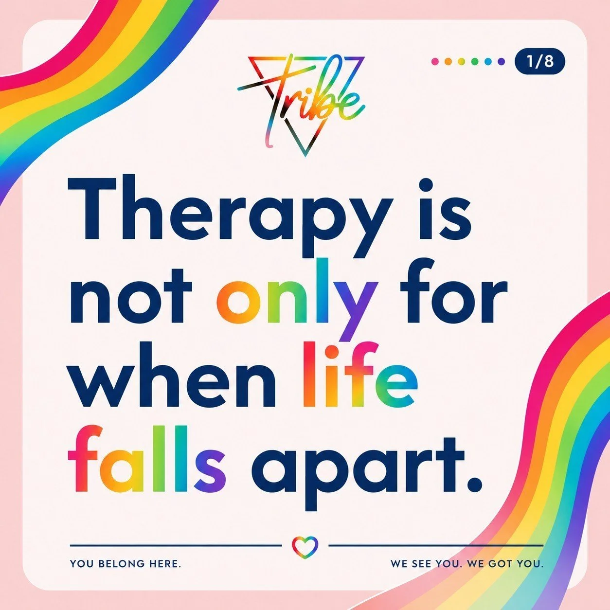 Nobody tells you that therapy is actually a place to get curious about yourself before you reach breaking point - not just somewhere you go once everything's already fallen apart.

A lot of people come to therapy after a breakup, burnout, family conf