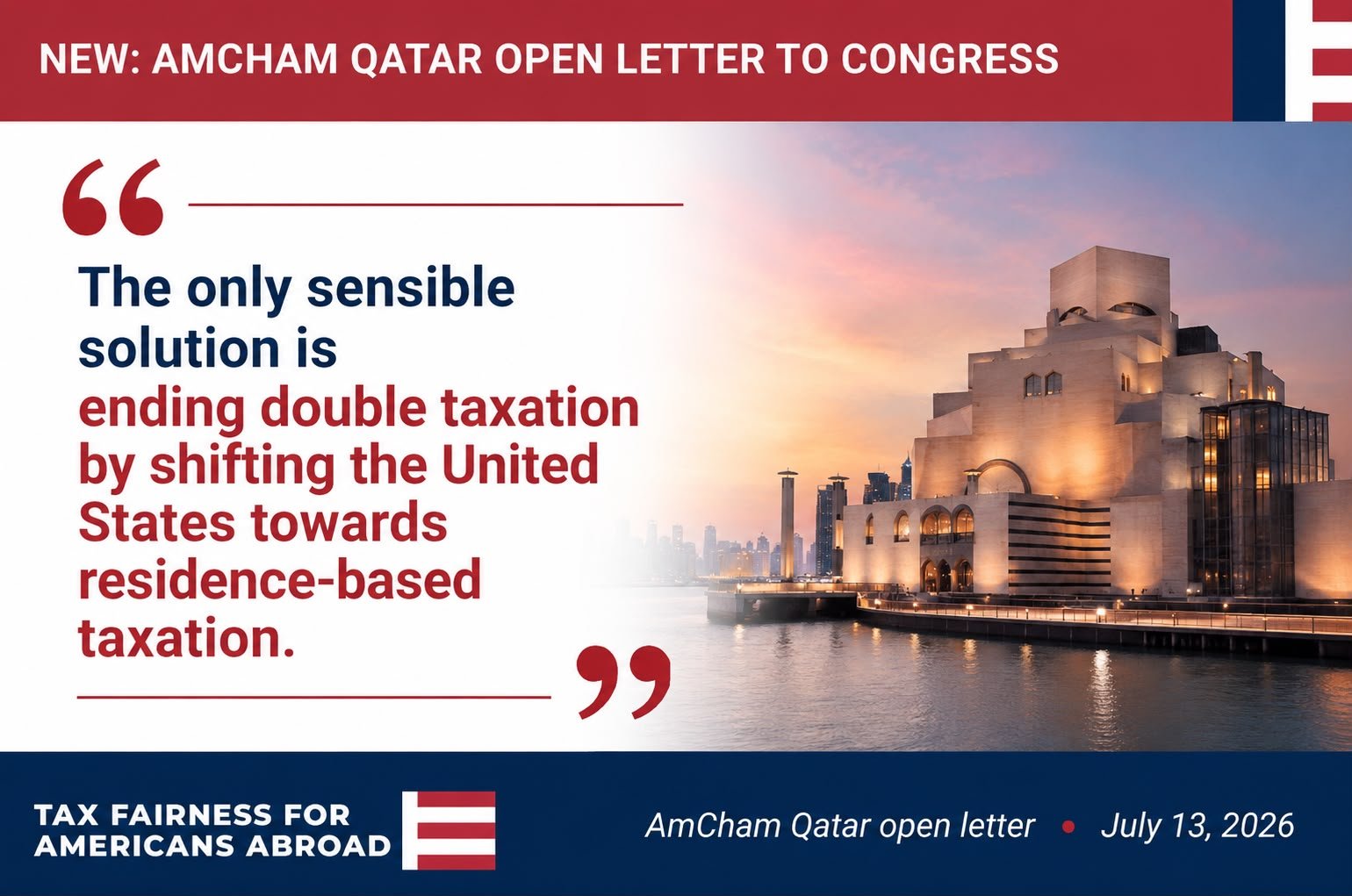 AmCham Qatar Open Letter for Residence-Based Taxation for Americans Abroad