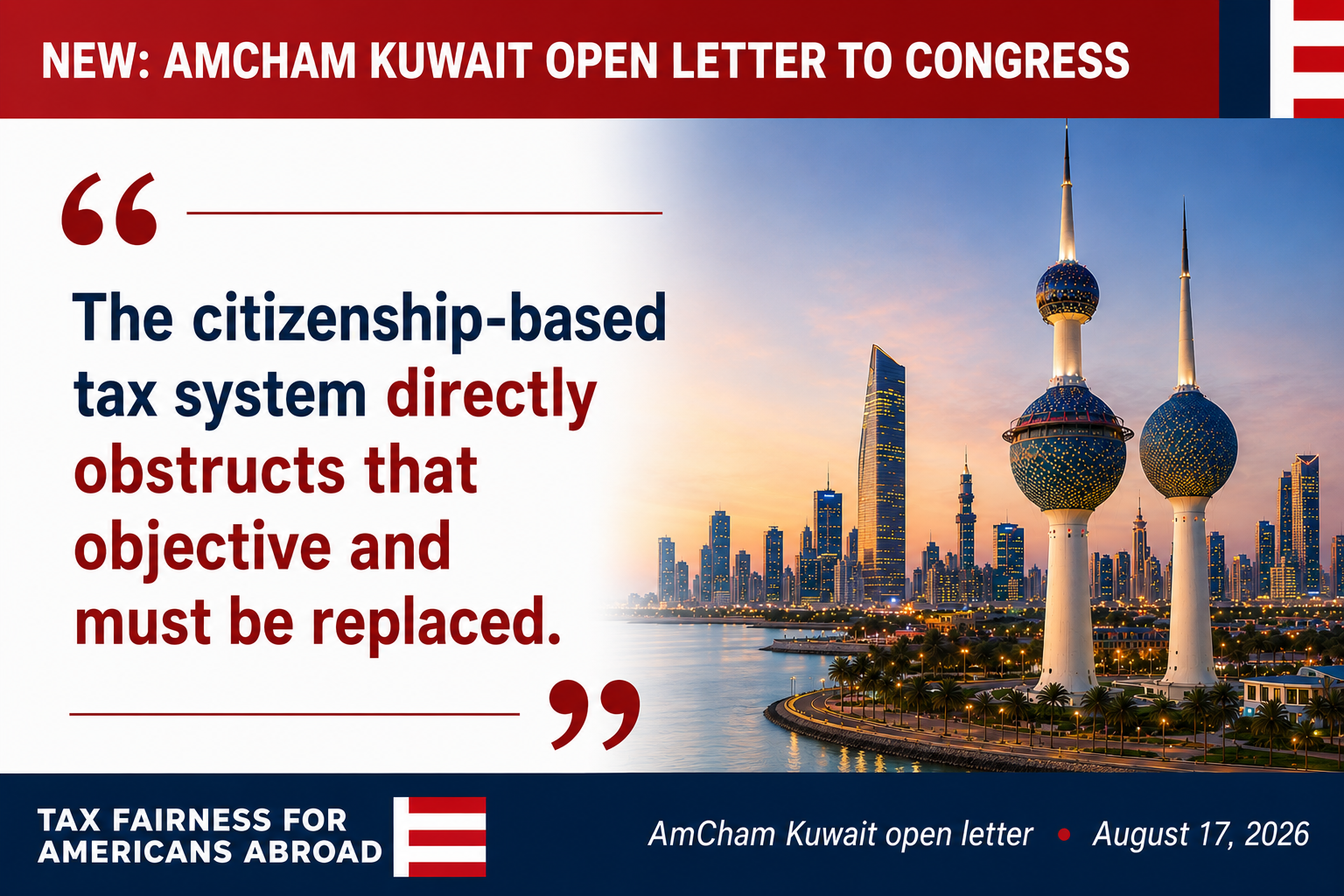 ABCK – AmCham Kuwait says citizenship-based taxation weakens U.S. competitiveness