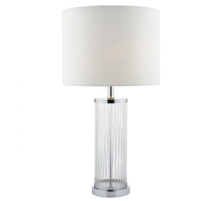 Chrome Reeded Glass Lamp