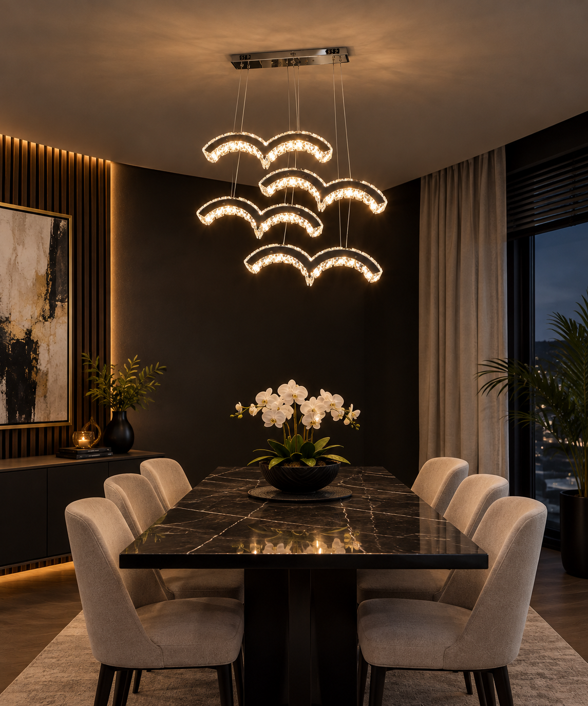 Moody Modern Dining Room with Crystal Chandelier.png