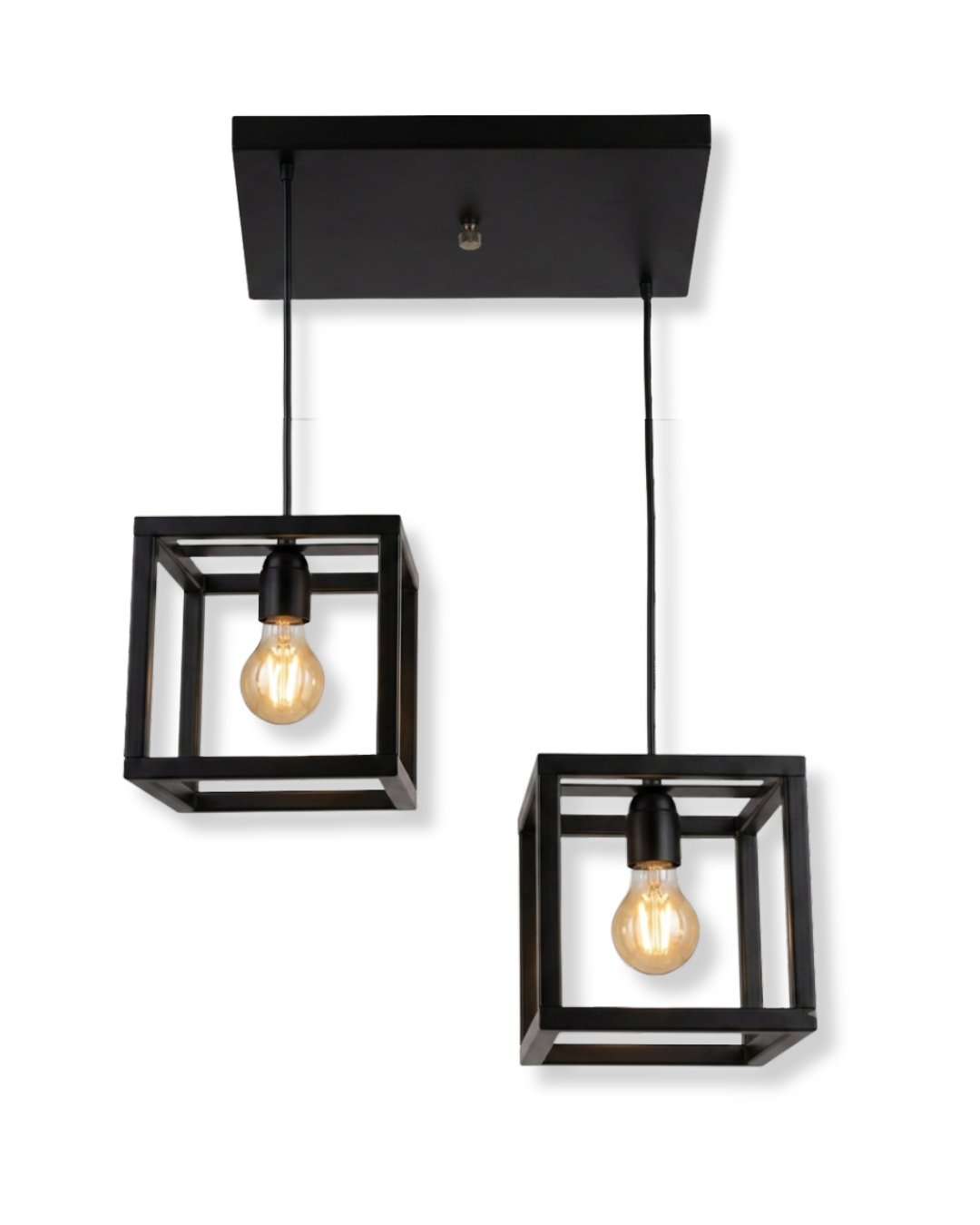 Black Double Cube Pendant Light